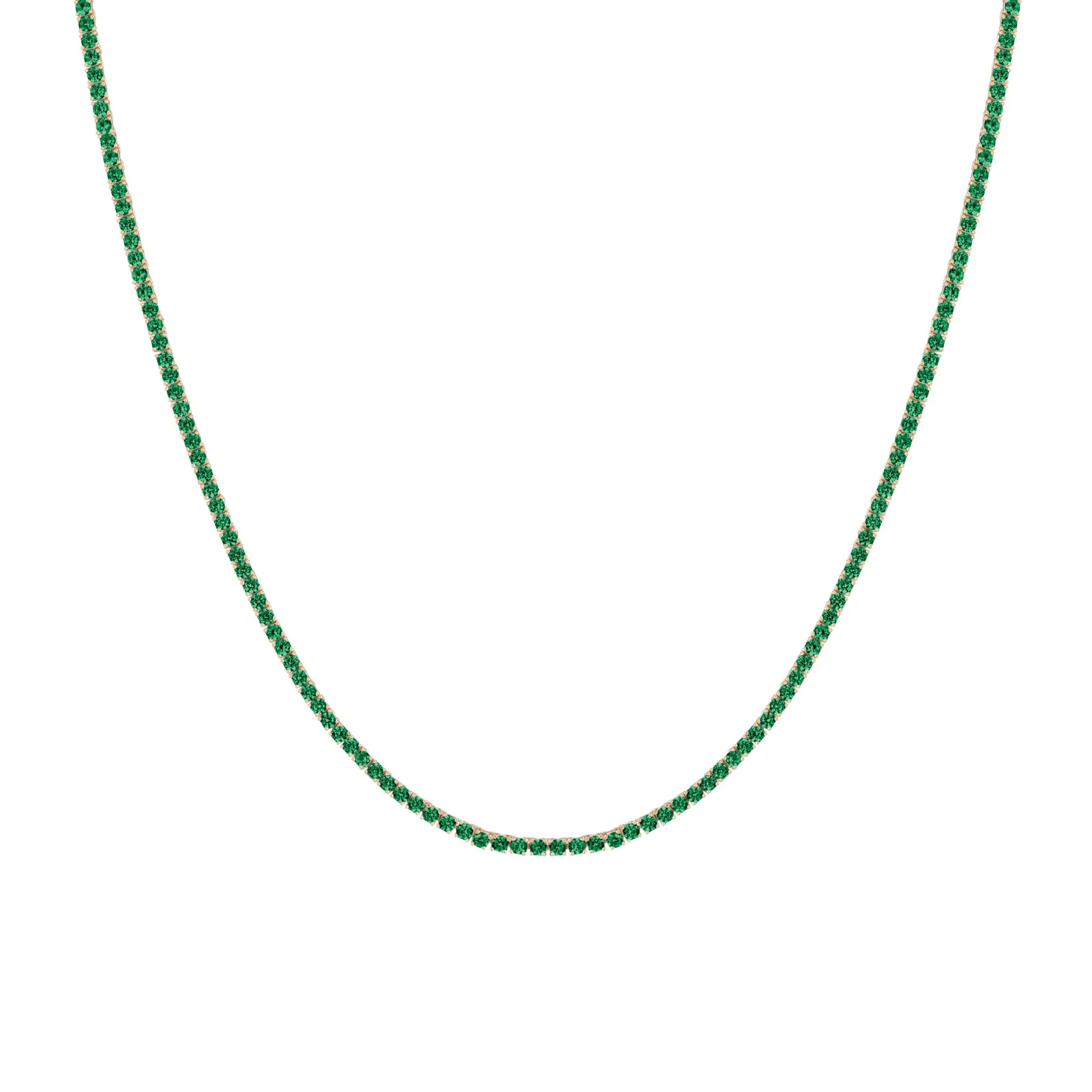 Lab Grown Green Emerald Tennis Necklace sold by Aurate product image thumbnail 3