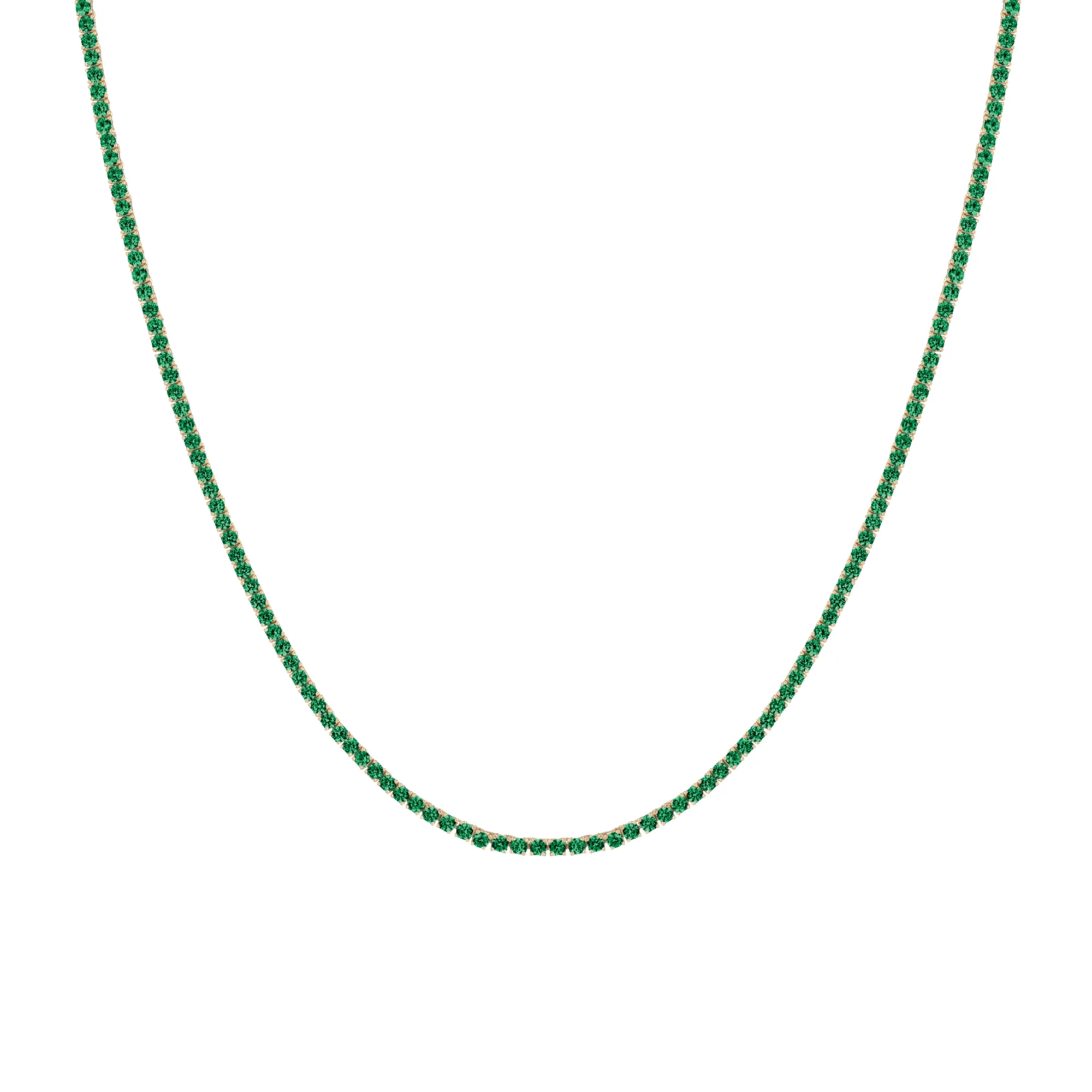 Lab Grown Green Emerald Tennis Necklace sold by Aurate