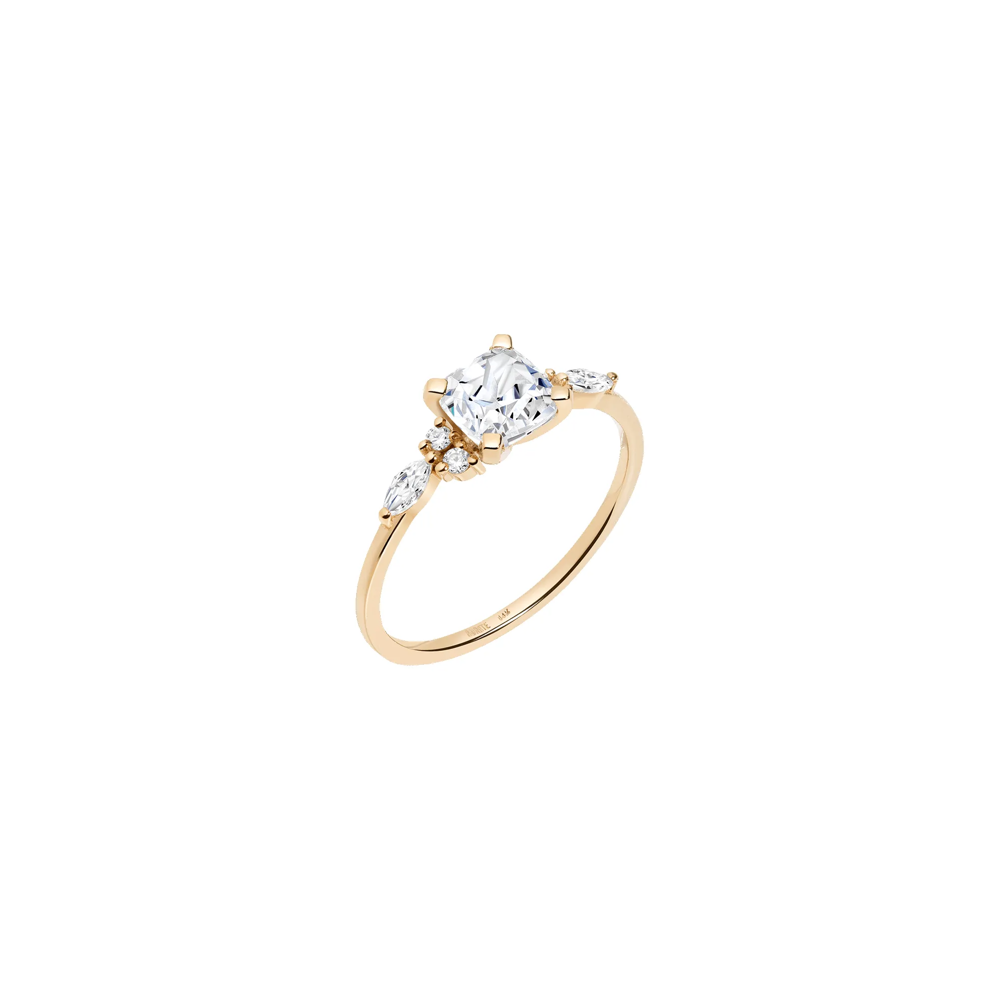 Cushion Cut Floral Diamond Ring sold by Aurate product image thumbnail 2