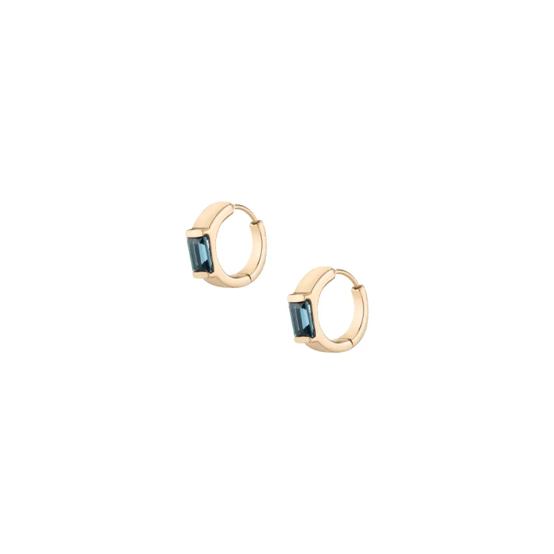 AURATE X MICHELLE: Tranquility Blue Topaz Huggie Earrings sold by Aurate