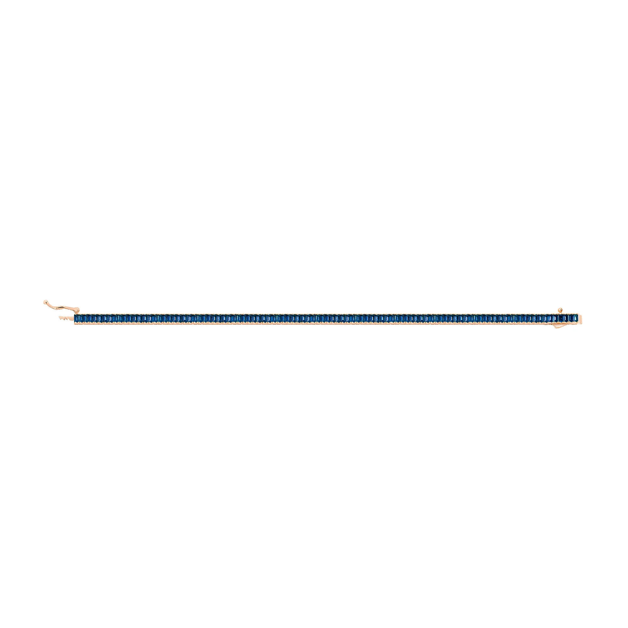 Lab Grown Blue Sapphire Baguette Tennis Bracelet sold by Aurate product image thumbnail 5