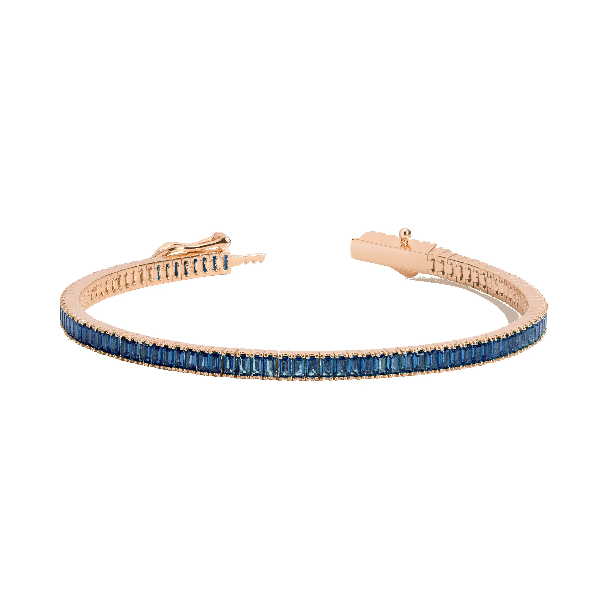 Lab Grown Blue Sapphire Baguette Tennis Bracelet sold by Aurate product image thumbnail 2