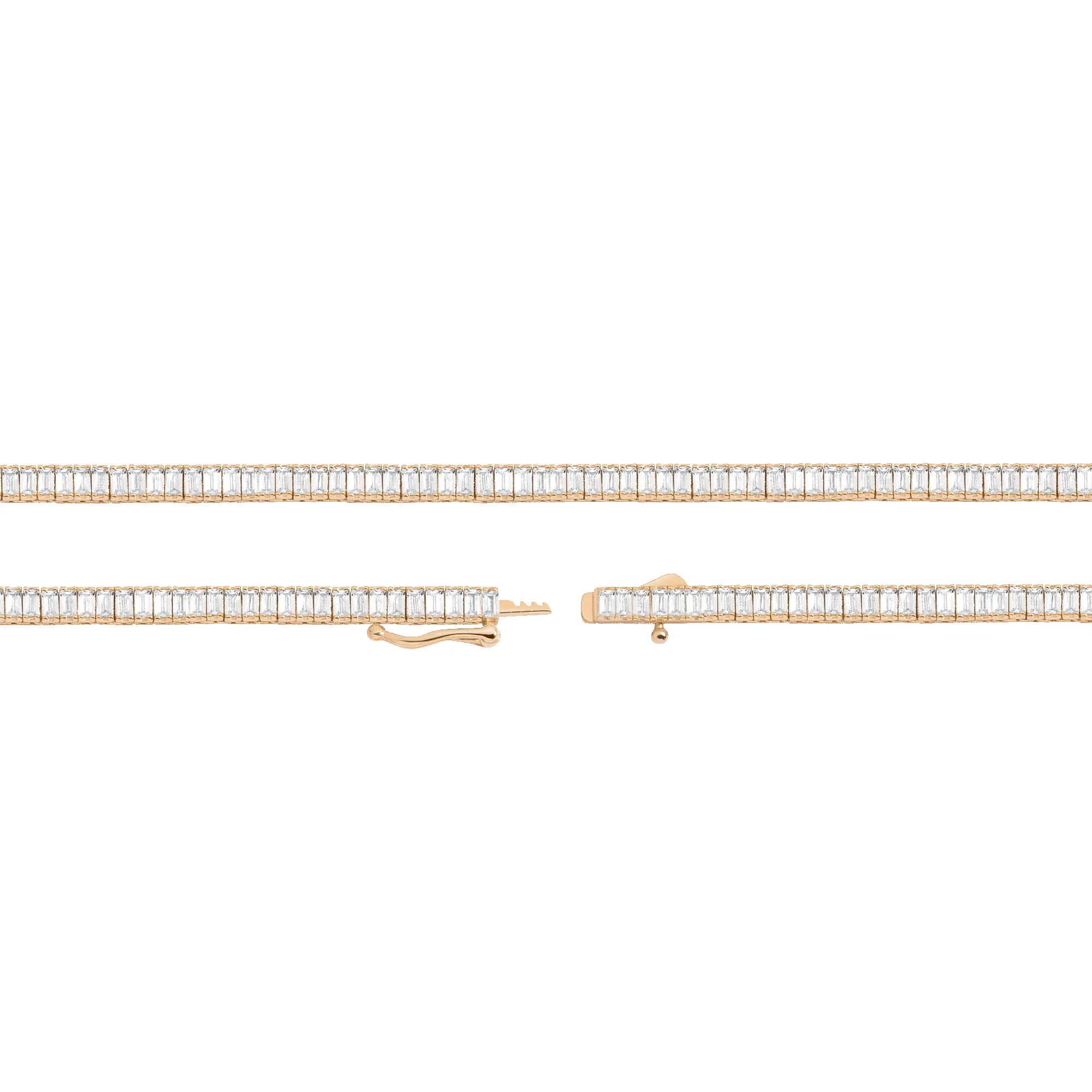 Lab Grown White Sapphire Baguette Tennis Necklace sold by Aurate product image thumbnail 4