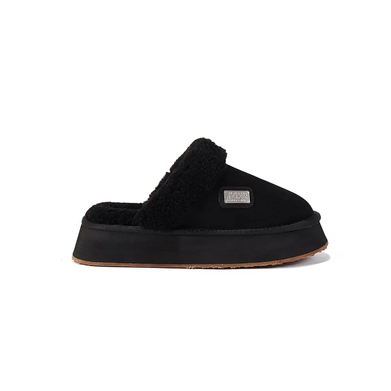 MULE PLATFOAM SLIPPERS SUEDE BLACK made by Australia Luxe Collective