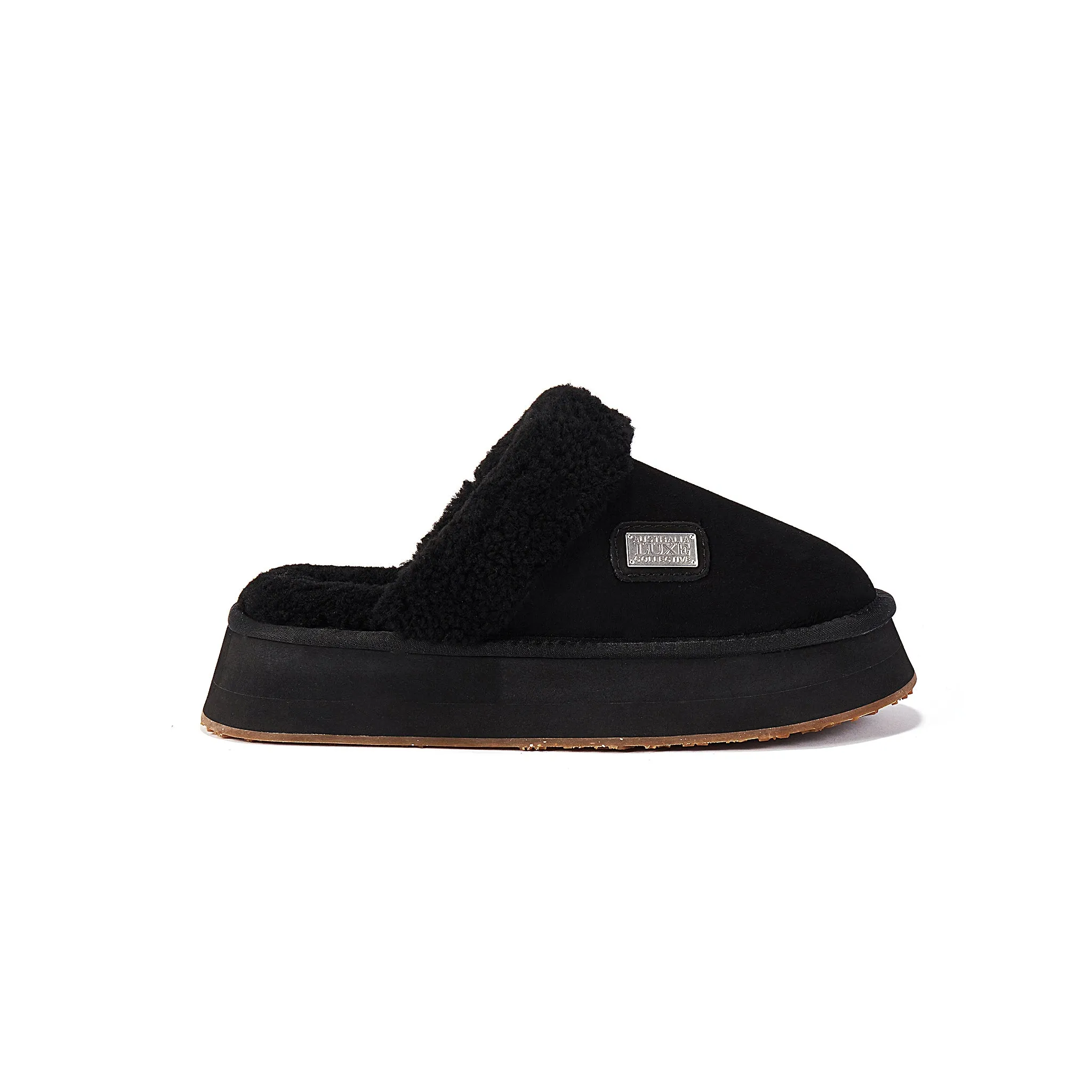 MULE PLATFOAM SLIPPERS SUEDE BLACK sold by Australia Luxe Collective
