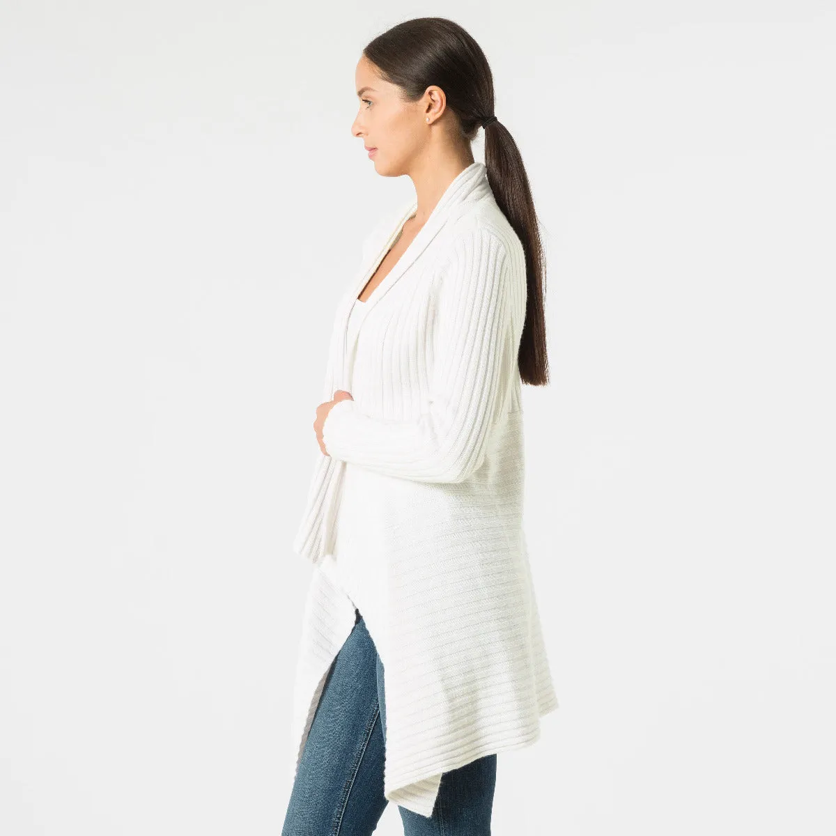 Cashmere Rib Drape in White sold by Autumn Cashmere product image thumbnail 4