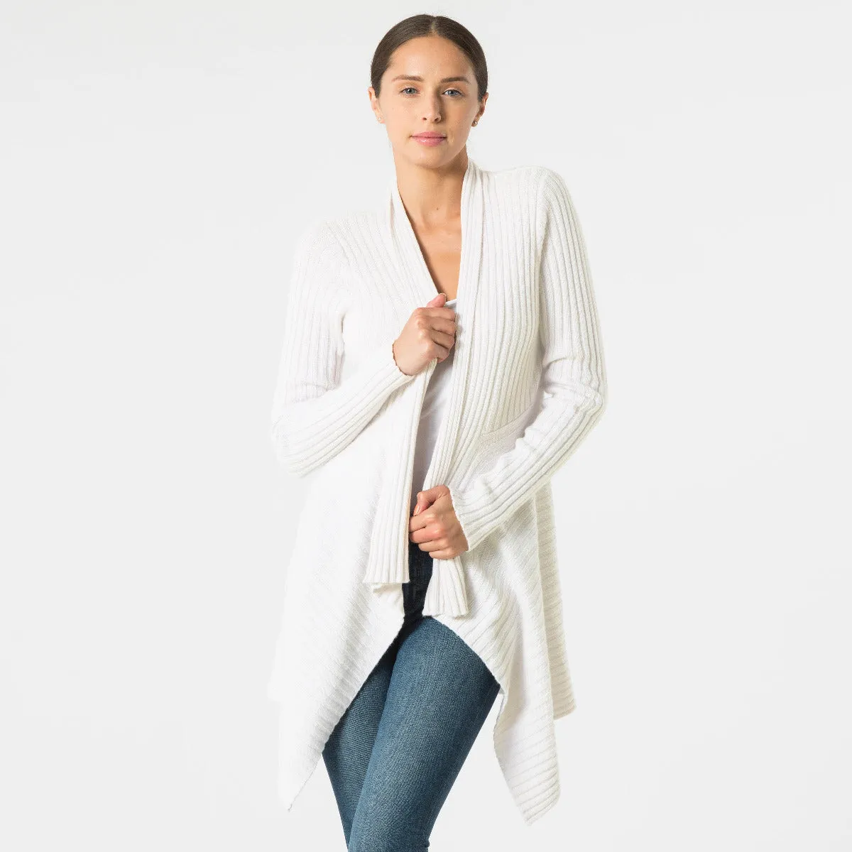 Cashmere Rib Drape in White sold by Autumn Cashmere product image thumbnail 2