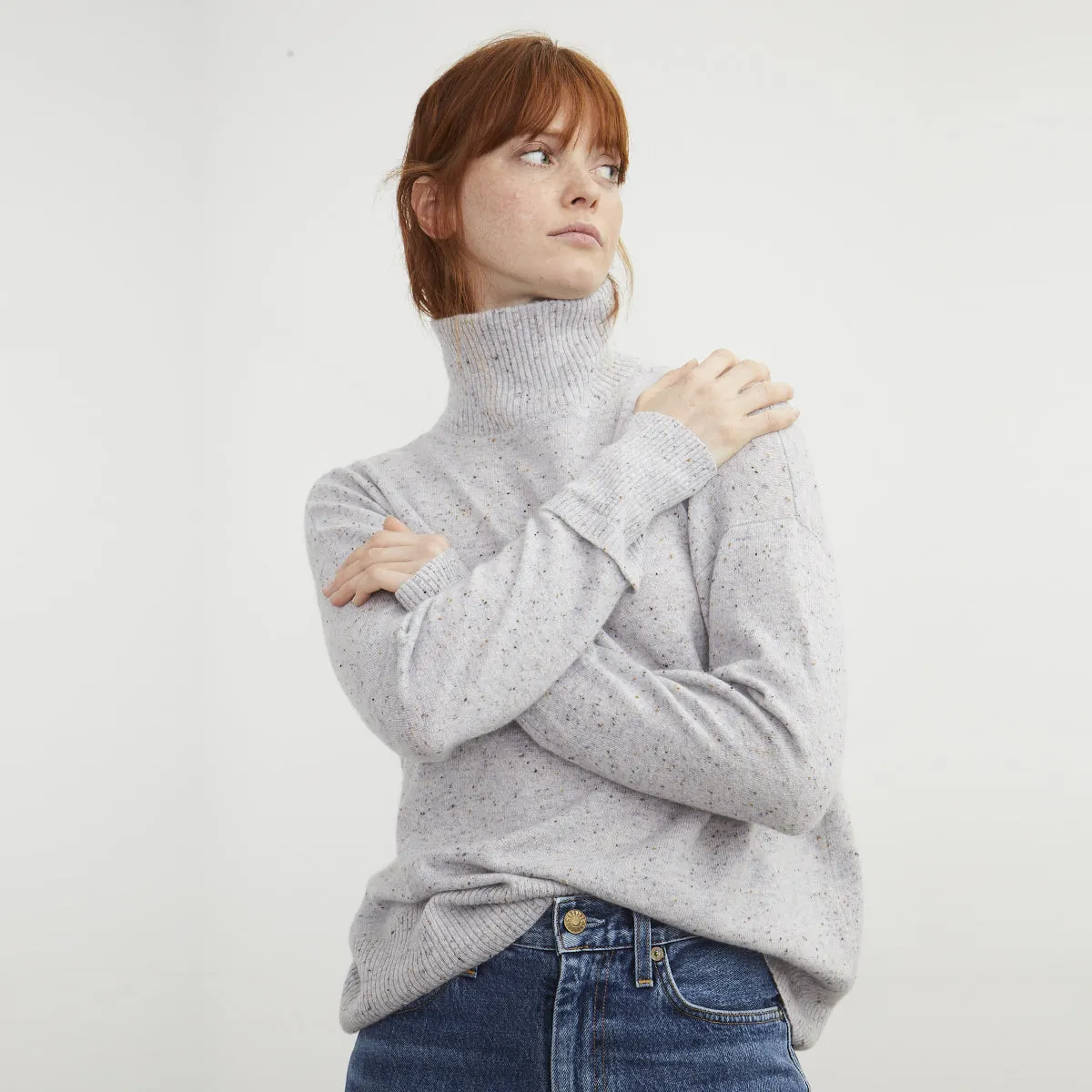 Relaxed Mock with Cuff Detail in Cinder sold by Autumn Cashmere product image thumbnail 3