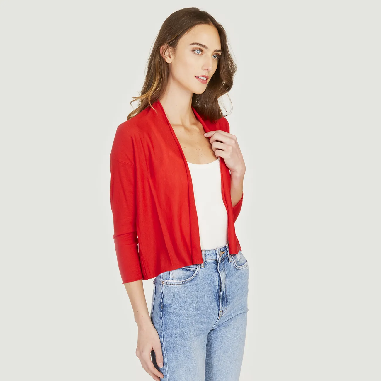 Easy Crop Cardigan in Lobster sold by Autumn Cashmere product image thumbnail 3
