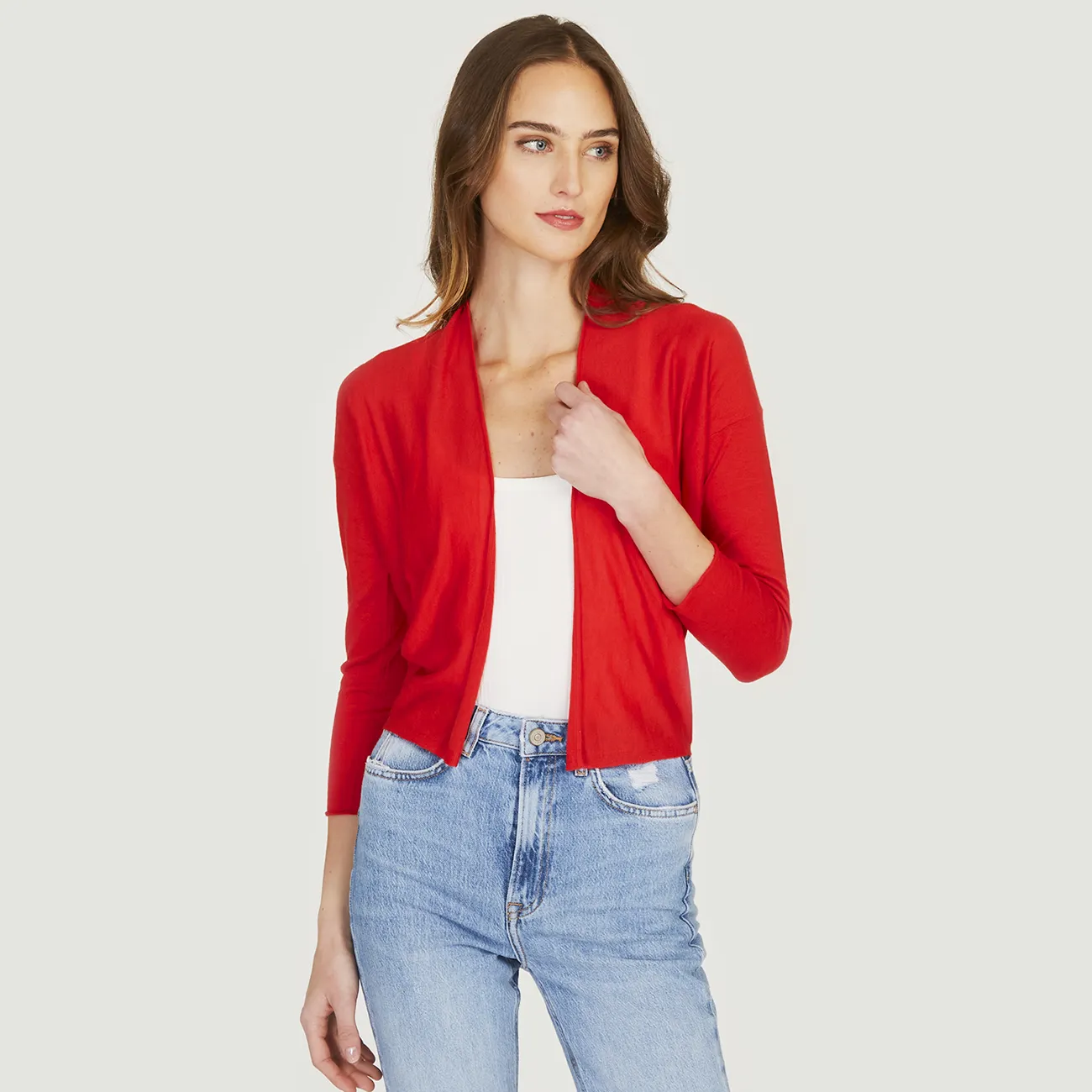 Easy Crop Cardigan in Lobster sold by Autumn Cashmere product image thumbnail 2