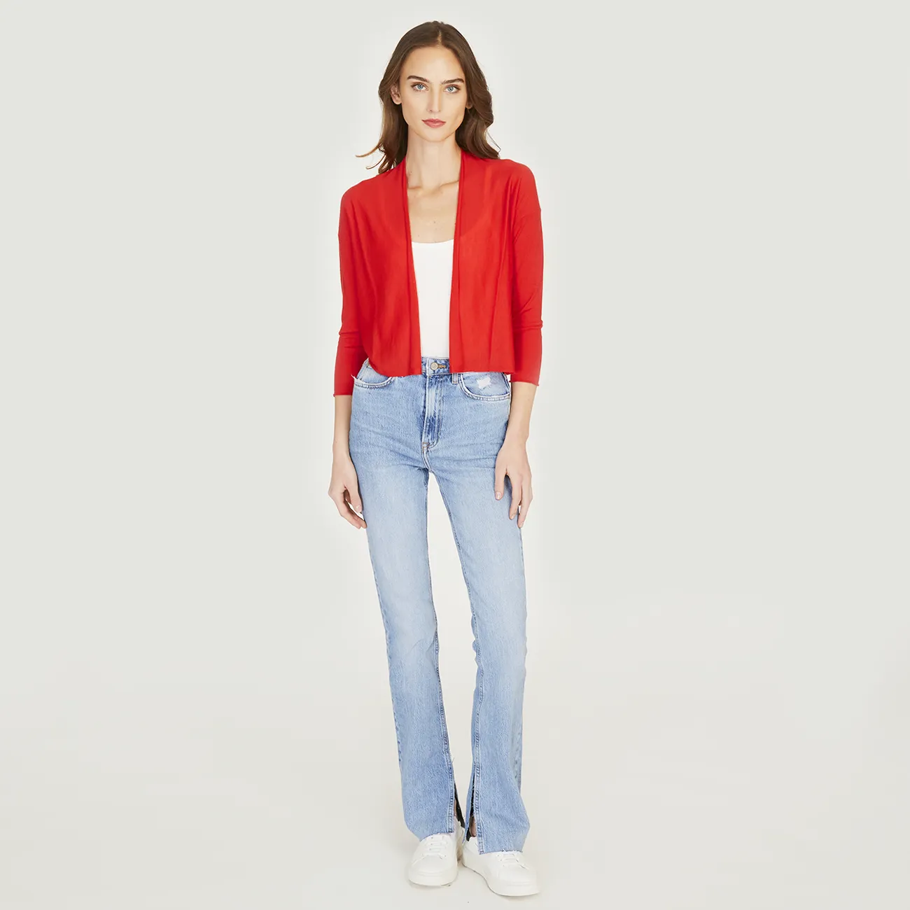 Easy Crop Cardigan in Lobster sold by Autumn Cashmere product image thumbnail 5