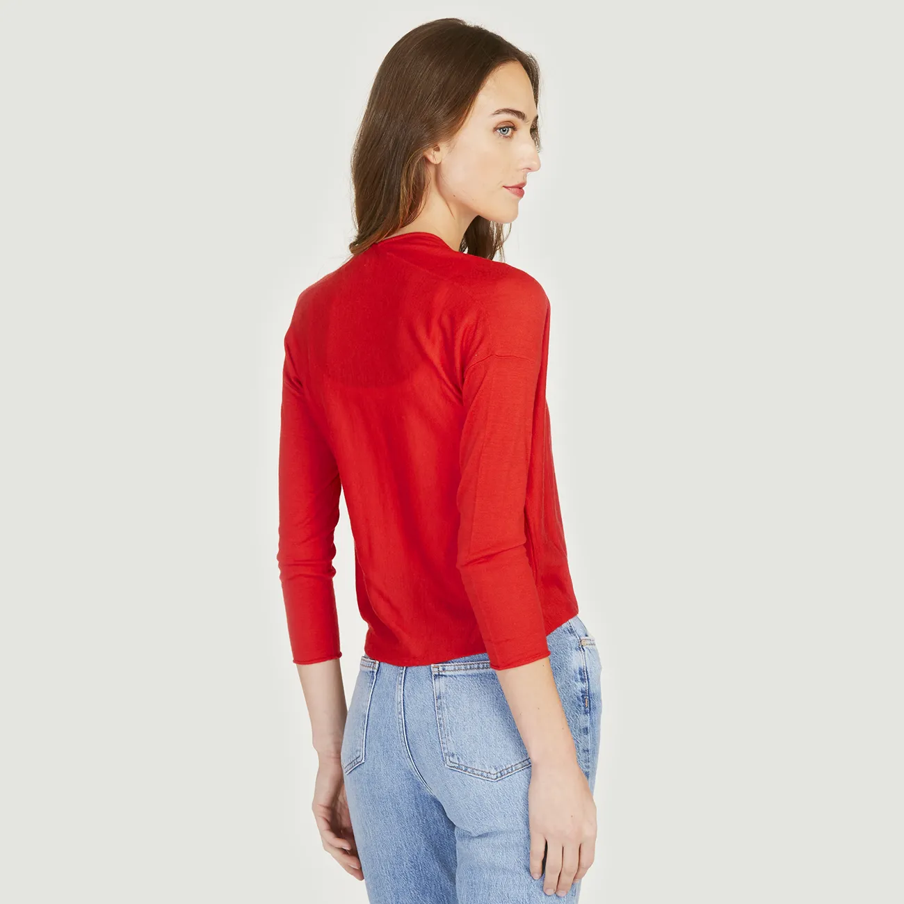 Easy Crop Cardigan in Lobster sold by Autumn Cashmere product image thumbnail 4