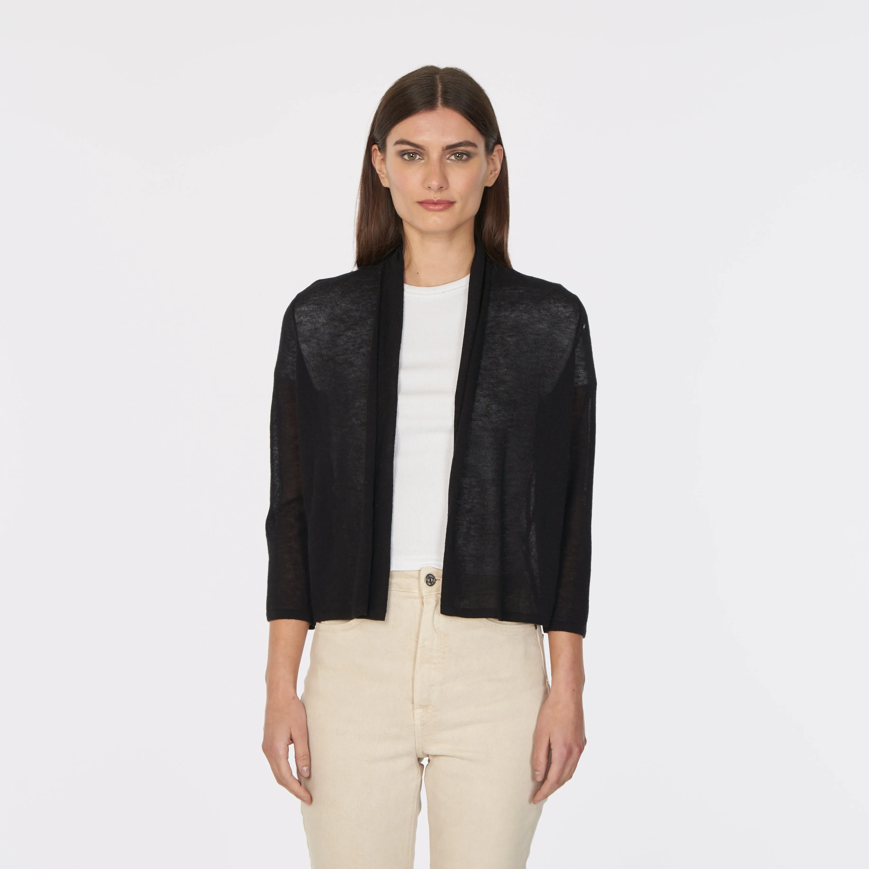 Collared Easy Crop in Black sold by Autumn Cashmere