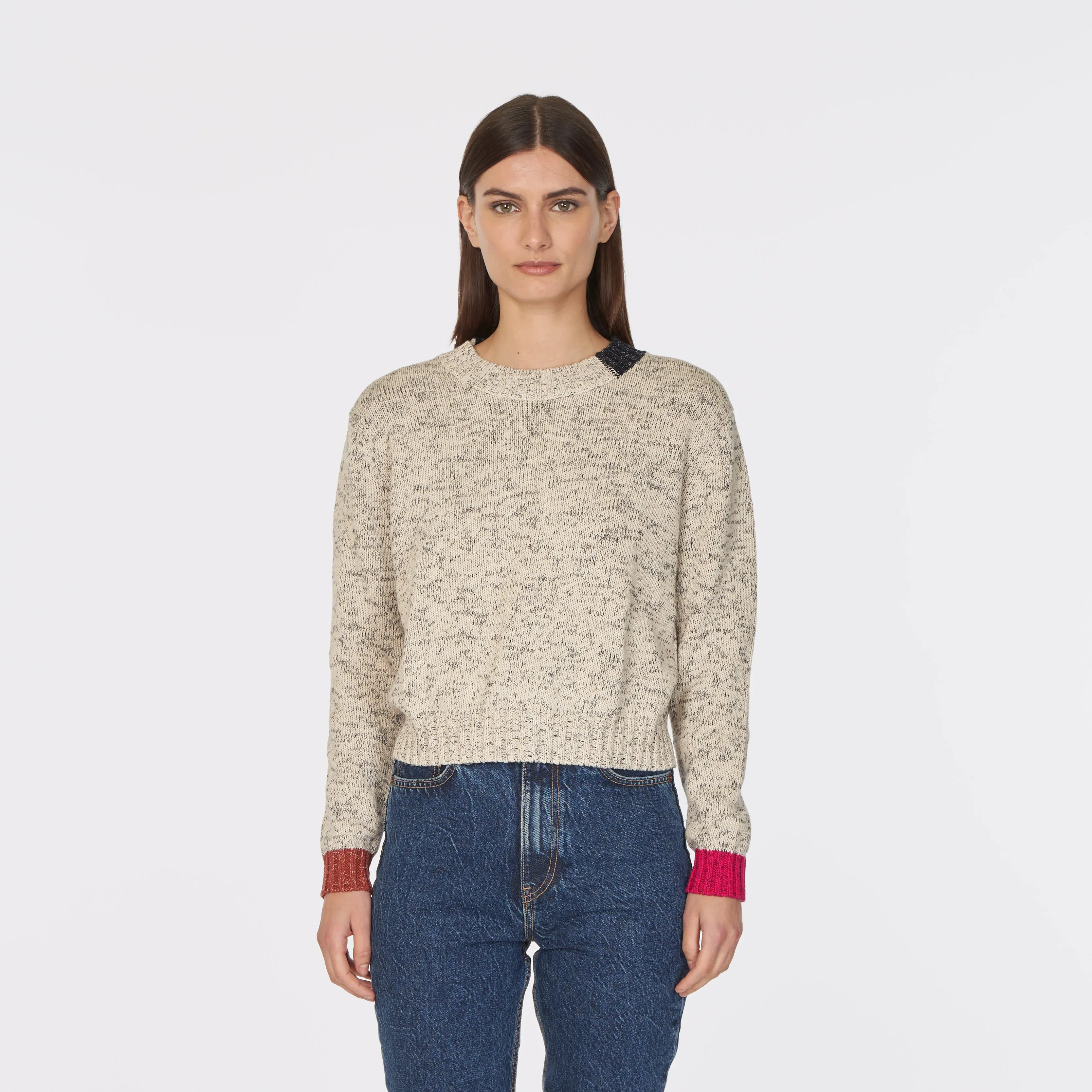 Tweed Color Block Crew sold by Autumn Cashmere