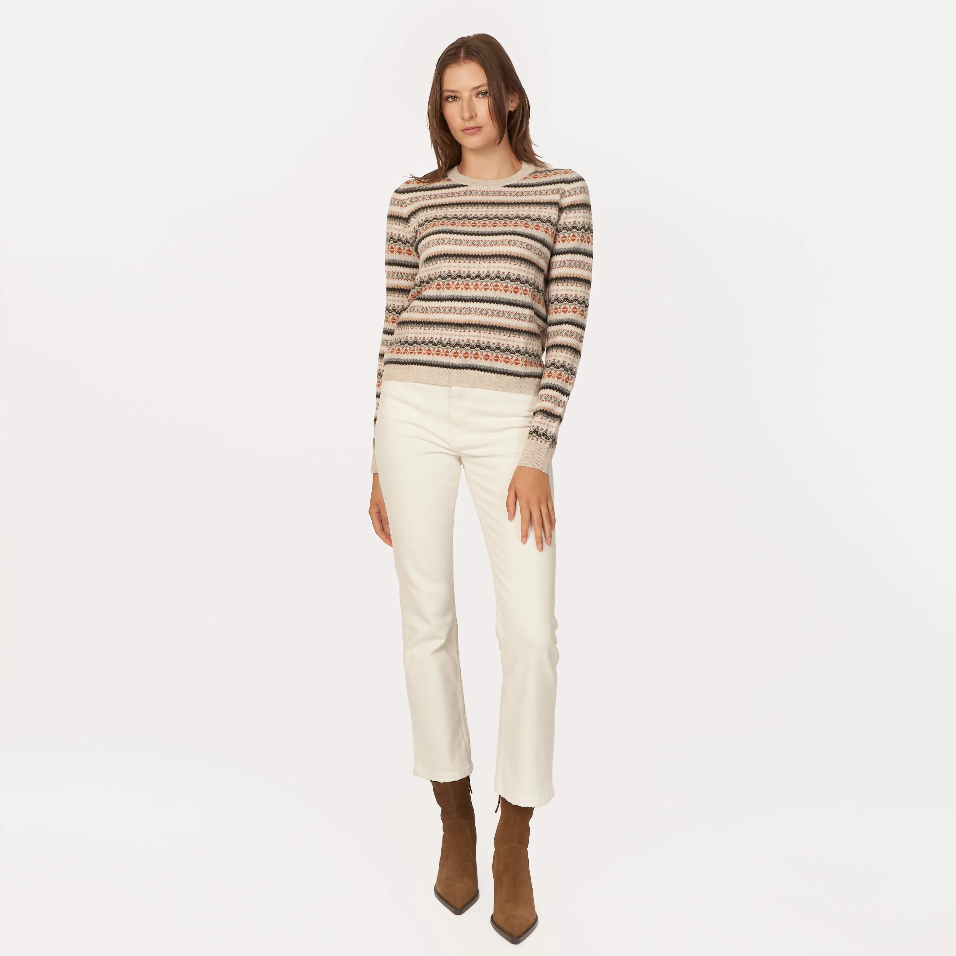 Fair Isle Crew in Neutral Combo sold by Autumn Cashmere product image thumbnail 2