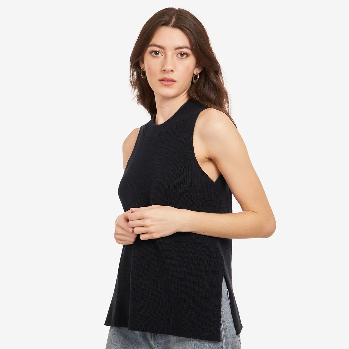 Sleeveless Shaker Crew in Navy Blue sold by Autumn Cashmere product image thumbnail 2