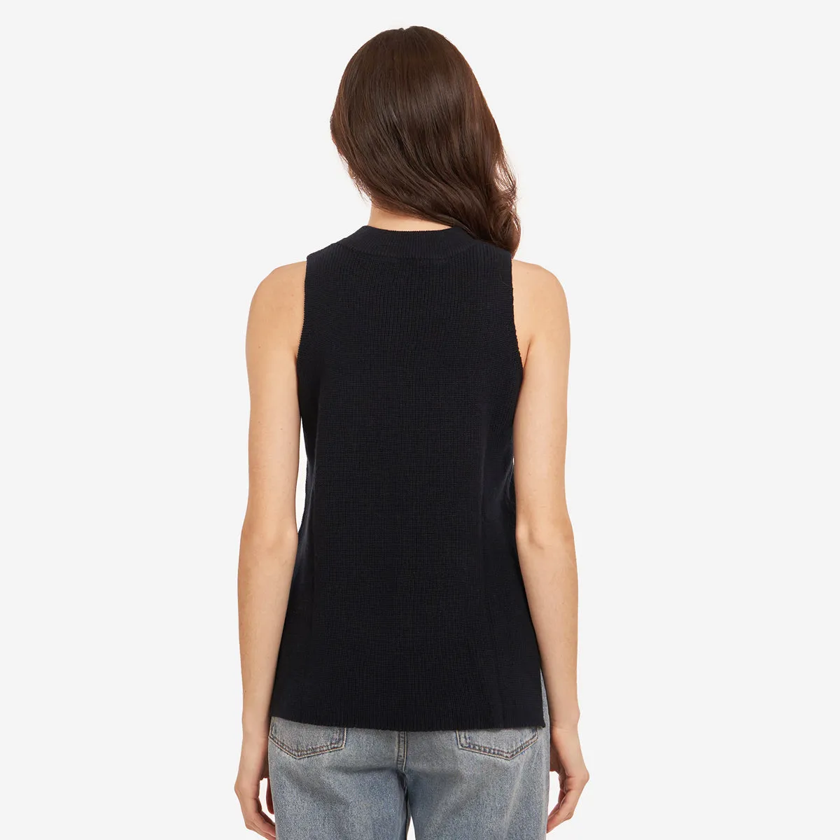 Sleeveless Shaker Crew in Navy Blue sold by Autumn Cashmere product image thumbnail 3