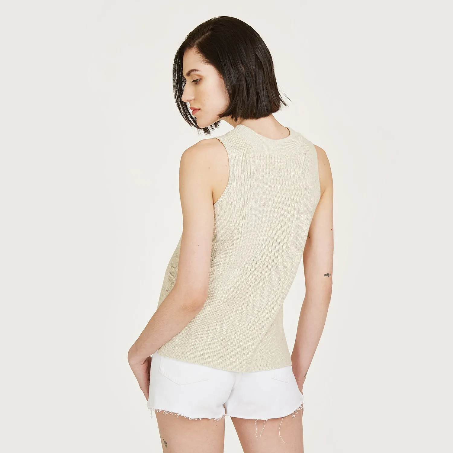 Sleeveless Shaker Crew in Hemp sold by Autumn Cashmere product image thumbnail 3