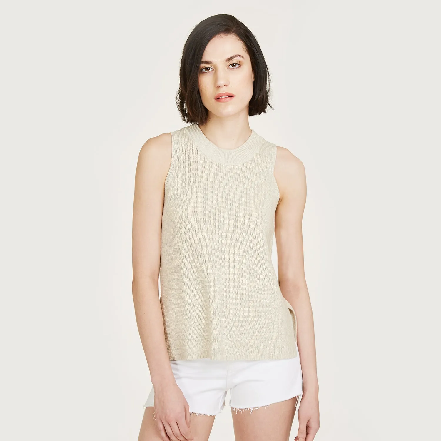 Sleeveless Shaker Crew in Hemp sold by Autumn Cashmere product image thumbnail 2