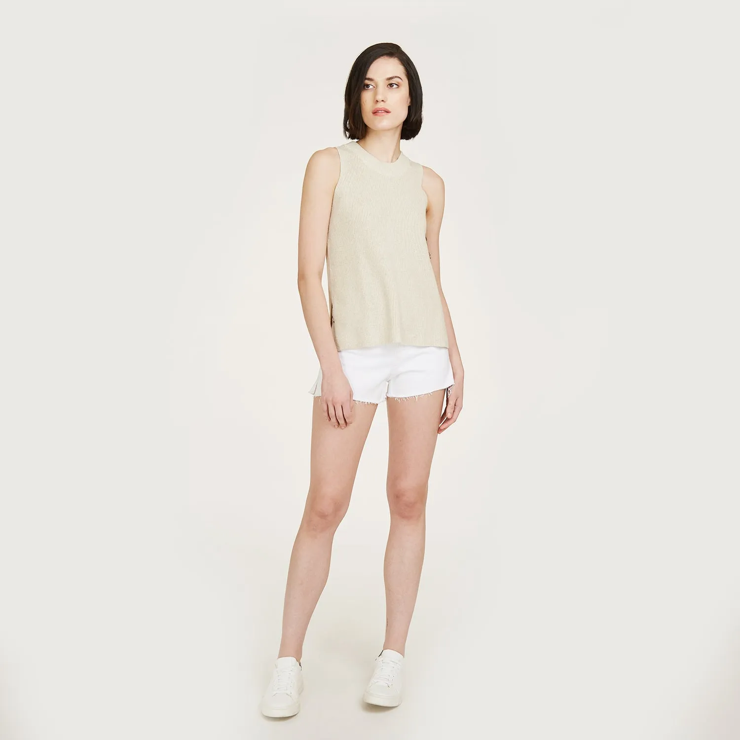 Sleeveless Shaker Crew in Hemp sold by Autumn Cashmere product image thumbnail 5