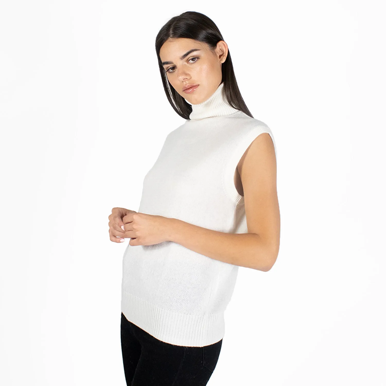 Relaxed Fit Sleeveless Turtleneck in Chalk sold by Autumn Cashmere product image thumbnail 2