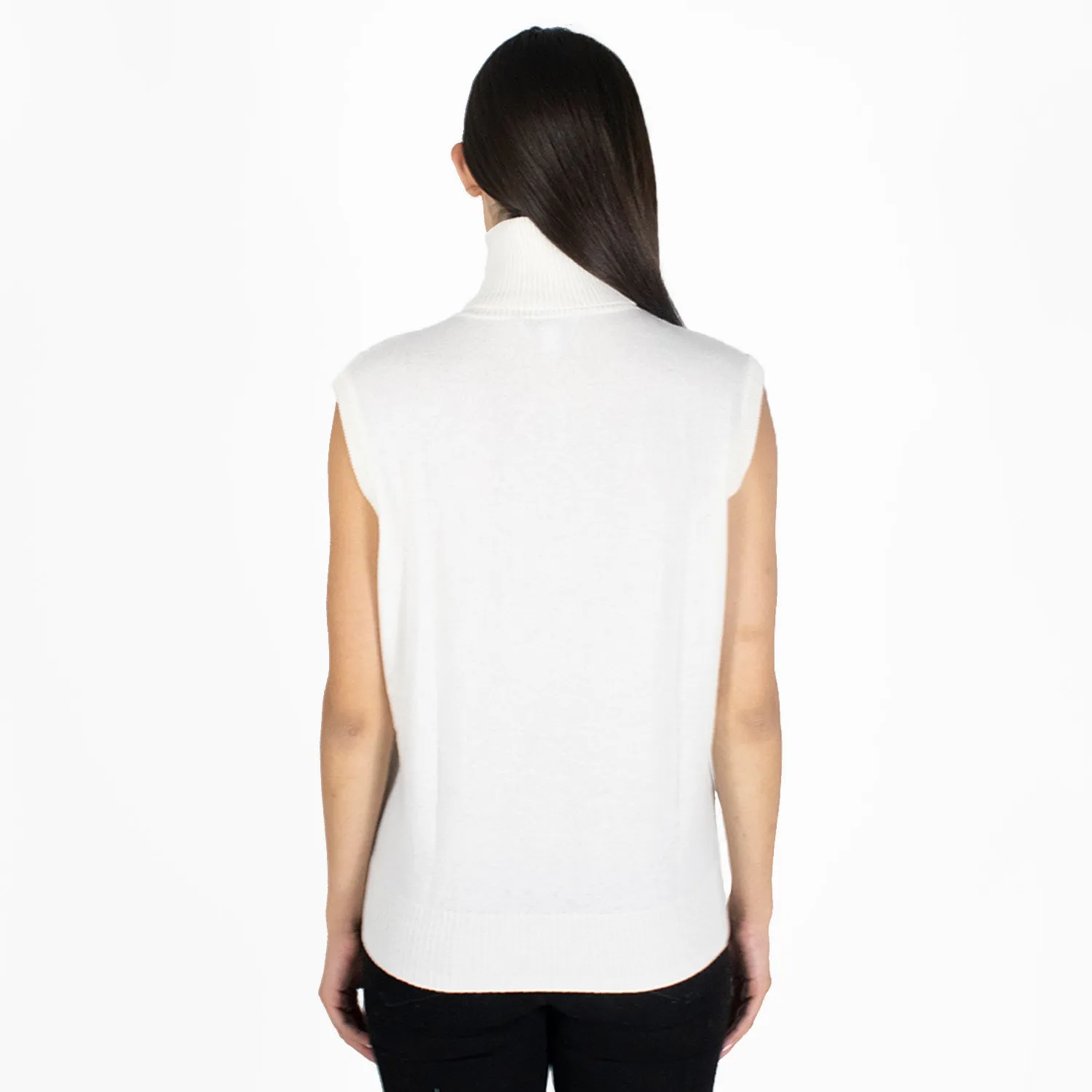 Relaxed Fit Sleeveless Turtleneck in Chalk sold by Autumn Cashmere product image thumbnail 3