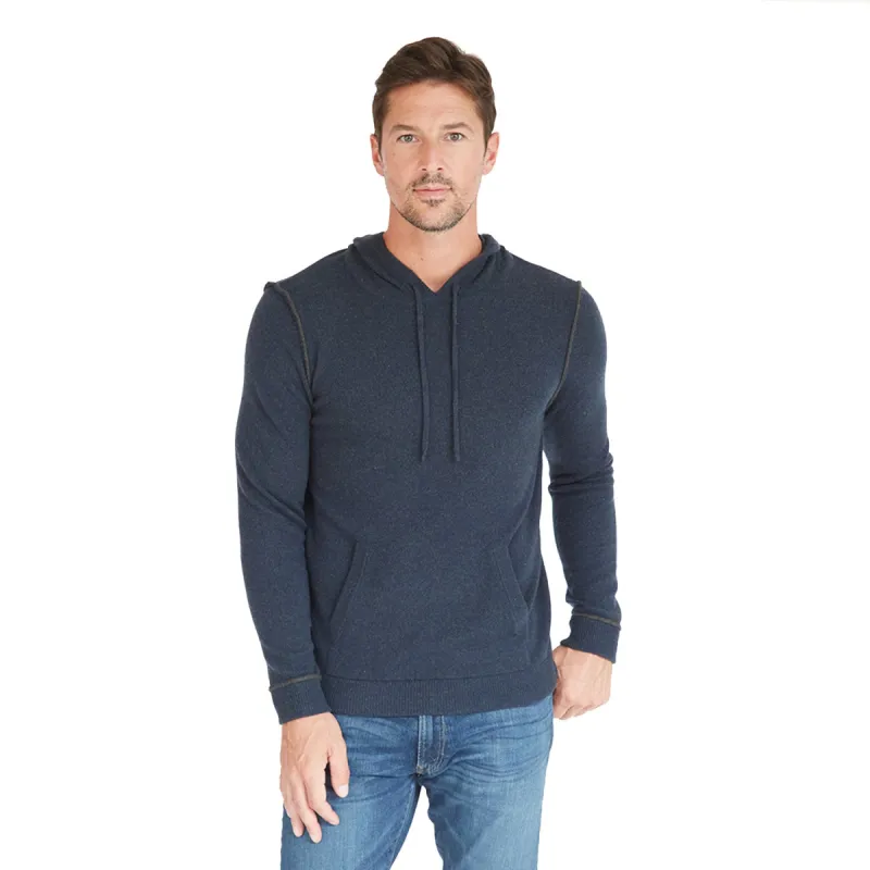Hoodie with 2-Color Pipping in Gator/Navy sold by Autumn Cashmere