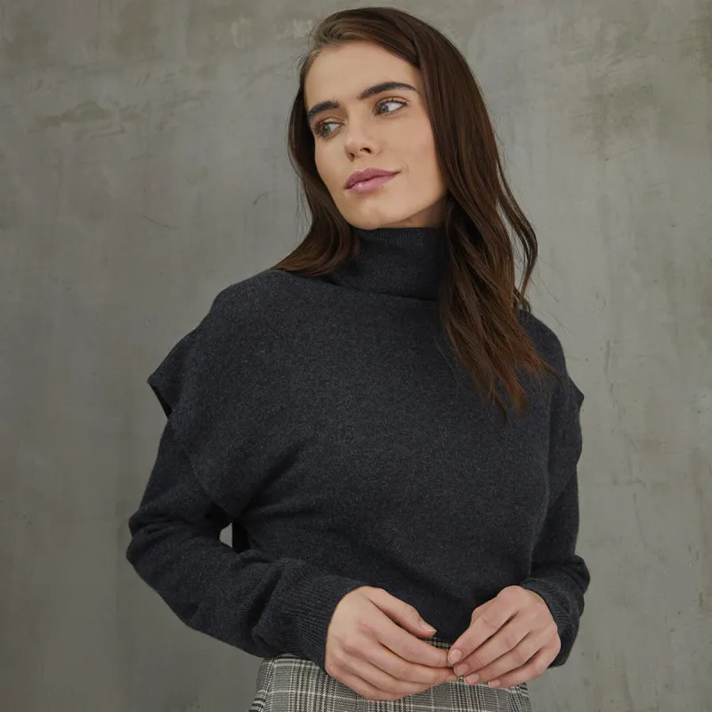 Flange Shoulder Turtleneck sold by Autumn Cashmere
