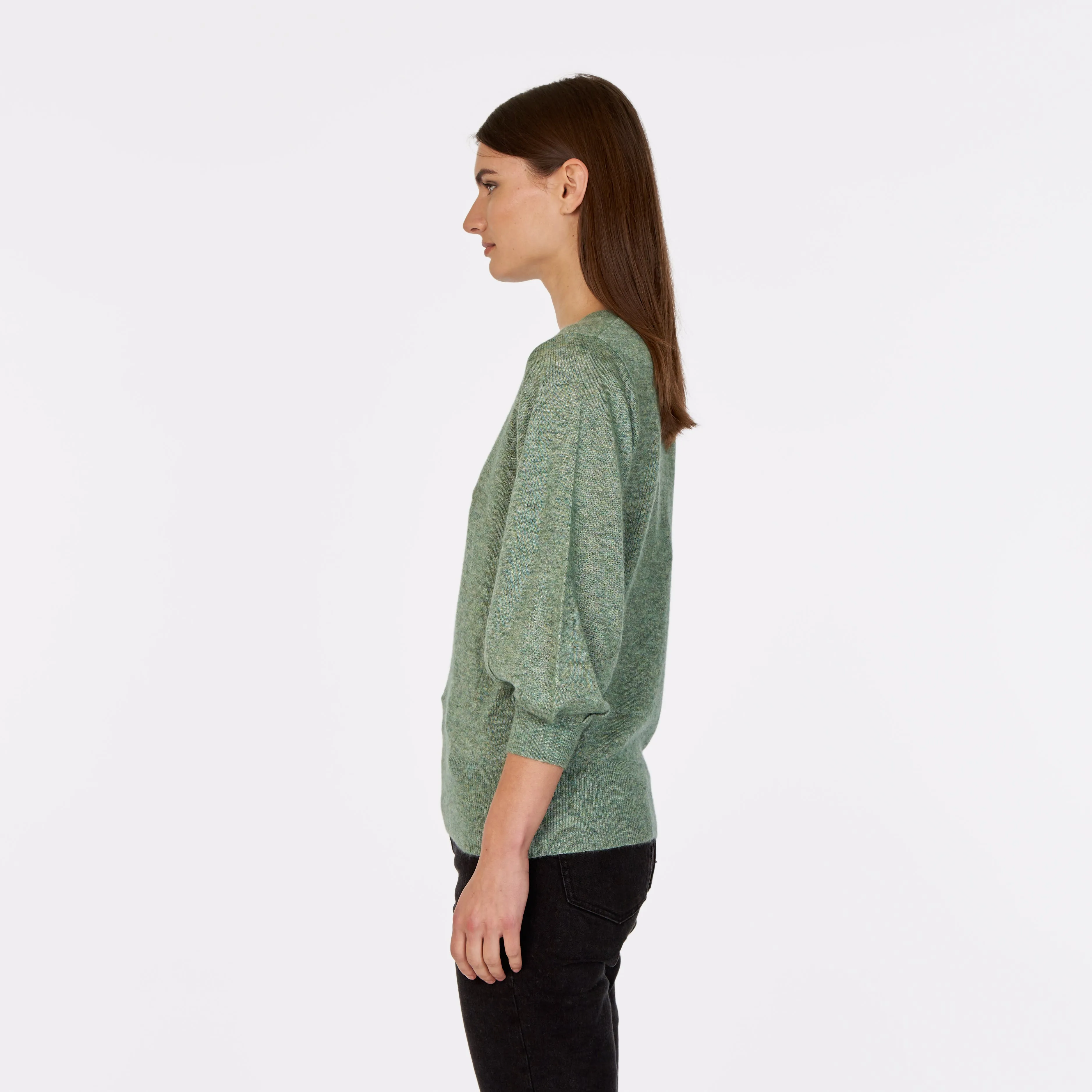 Puff 3/4 Sleeve Crew in Jade sold by Autumn Cashmere product image thumbnail 3