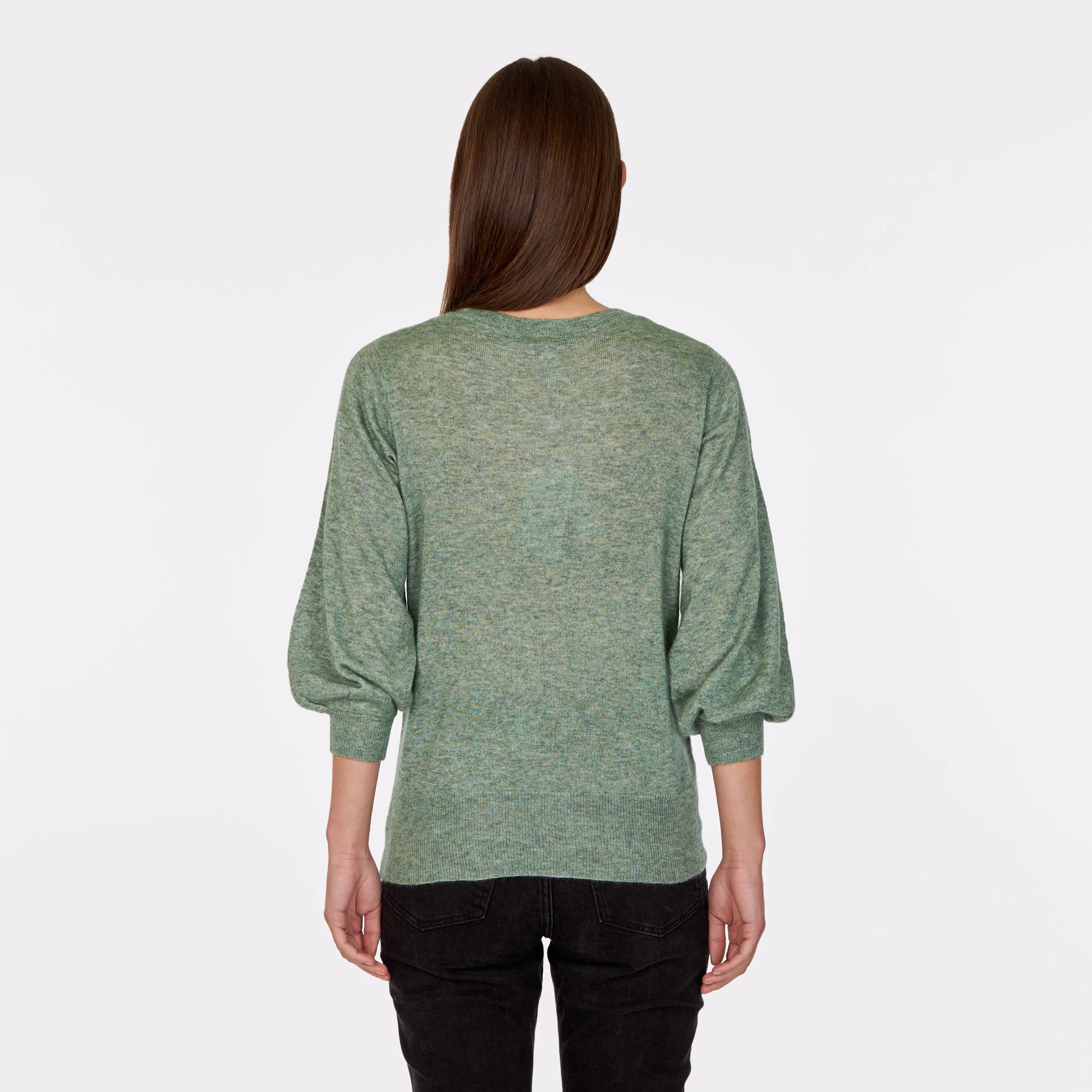 Puff 3/4 Sleeve Crew in Jade sold by Autumn Cashmere product image thumbnail 4
