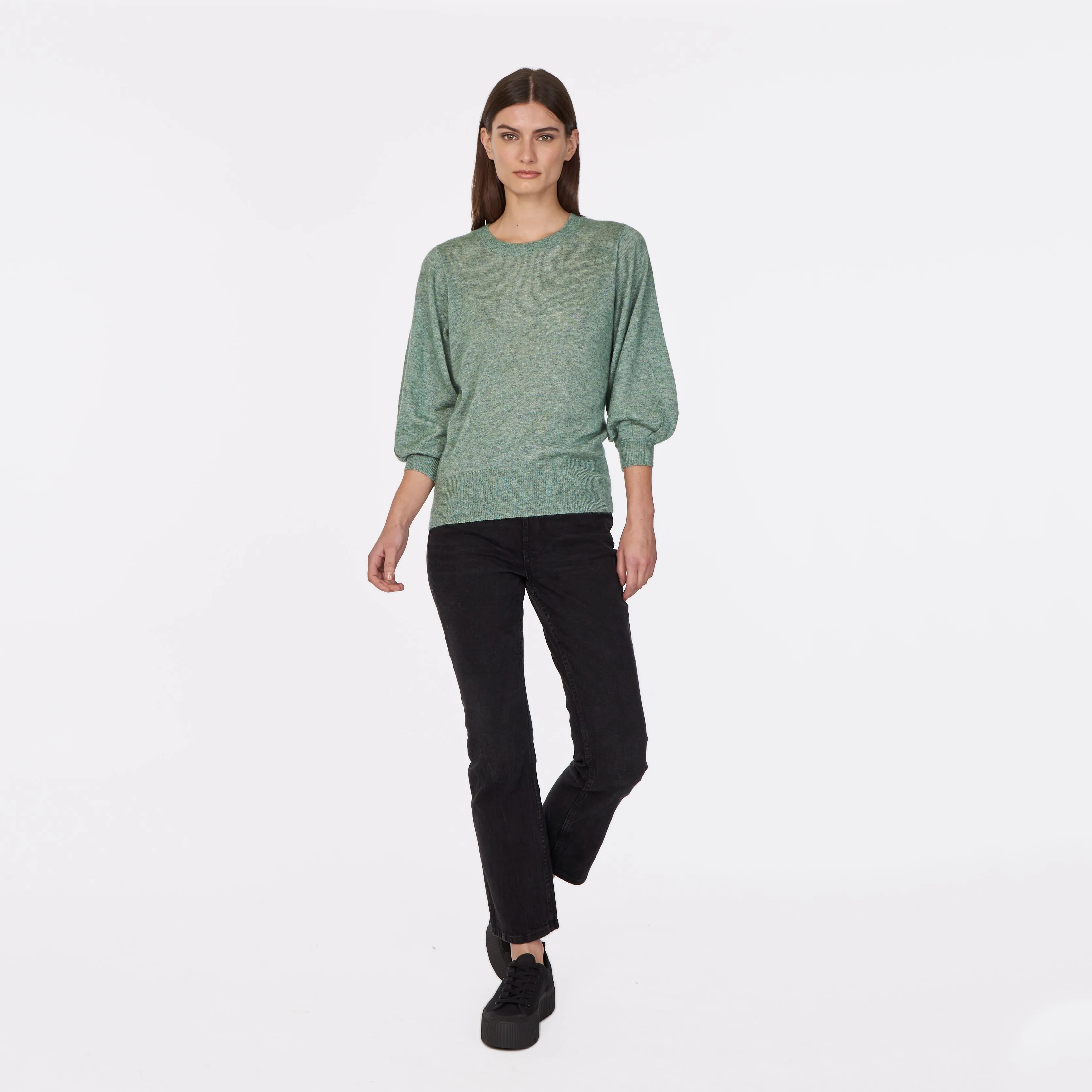Puff 3/4 Sleeve Crew in Jade sold by Autumn Cashmere product image thumbnail 2