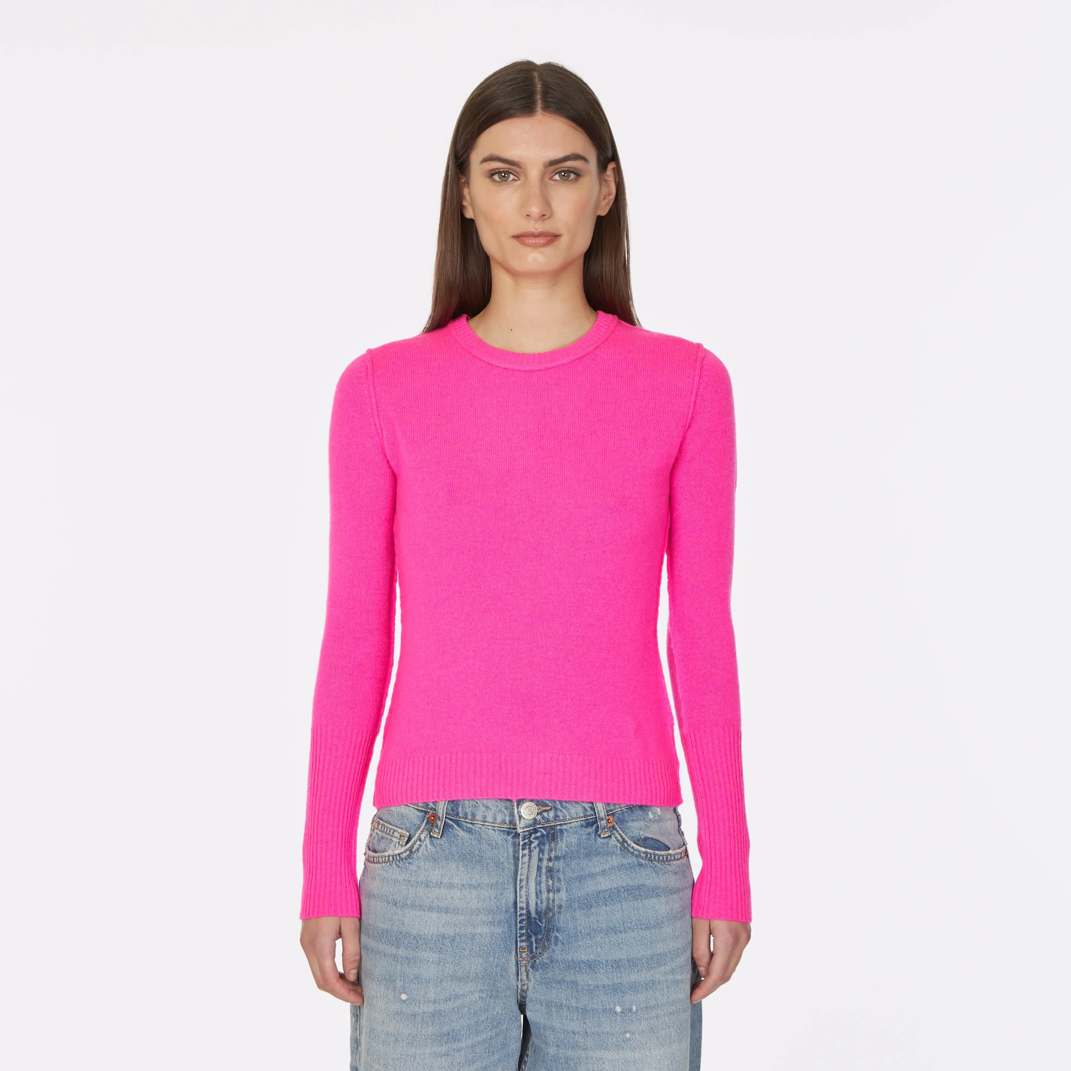 Raw Edge Crew in Atomic Pink sold by Autumn Cashmere product image thumbnail 3