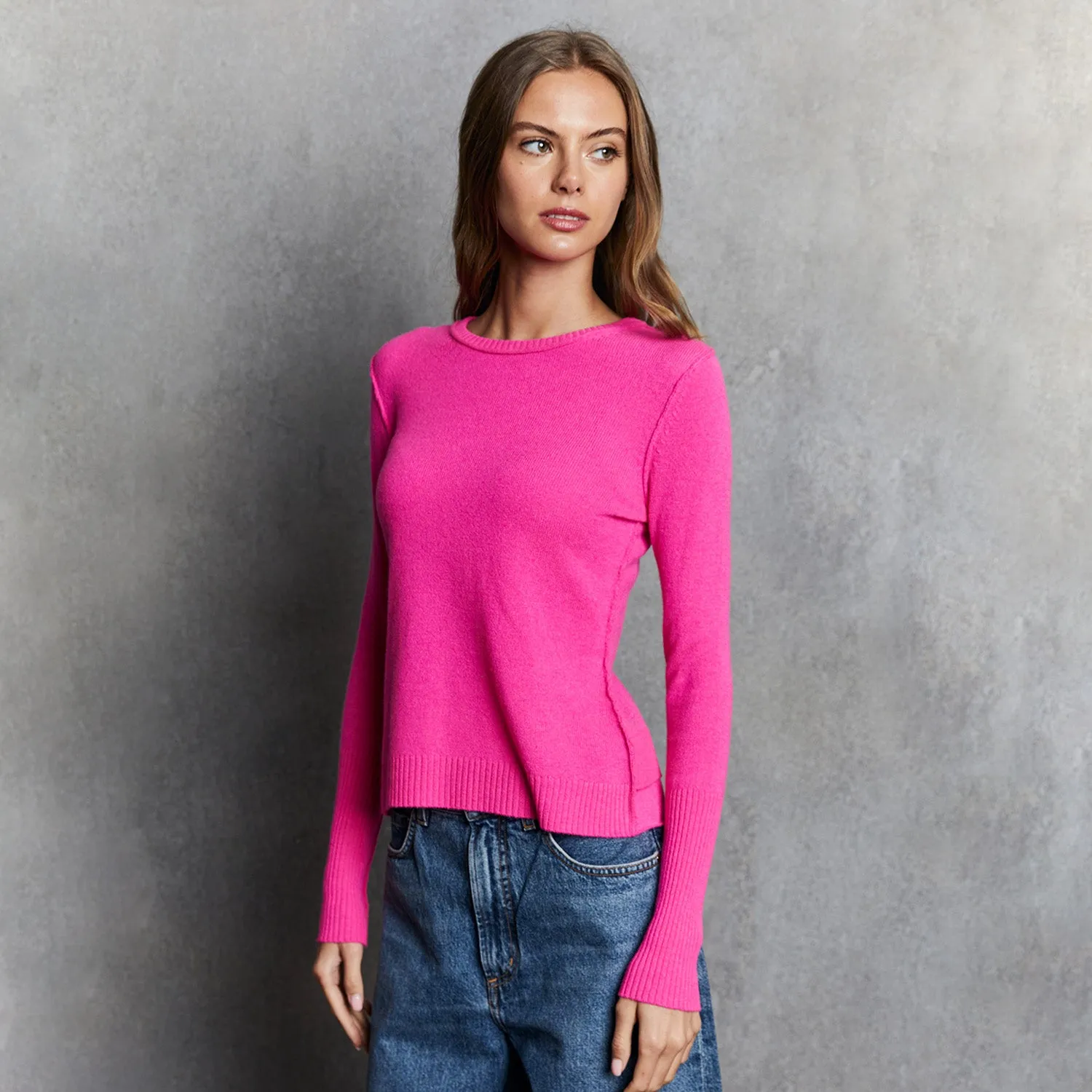 Raw Edge Crew in Atomic Pink sold by Autumn Cashmere product image thumbnail 2