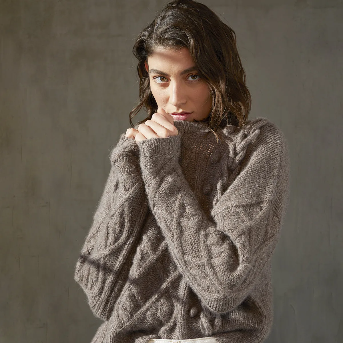 Cable Crew w/ Chain Detail sold by Autumn Cashmere