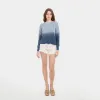 Dip Dye Scallop Shaker Crew in Sky Navy Blue sold by Autumn Cashmere