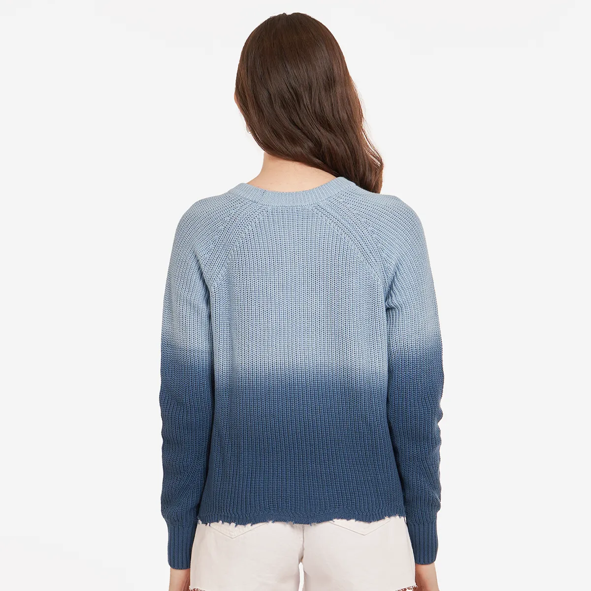 Dip Dye Scallop Shaker Crew in Sky Navy Blue sold by Autumn Cashmere product image thumbnail 3