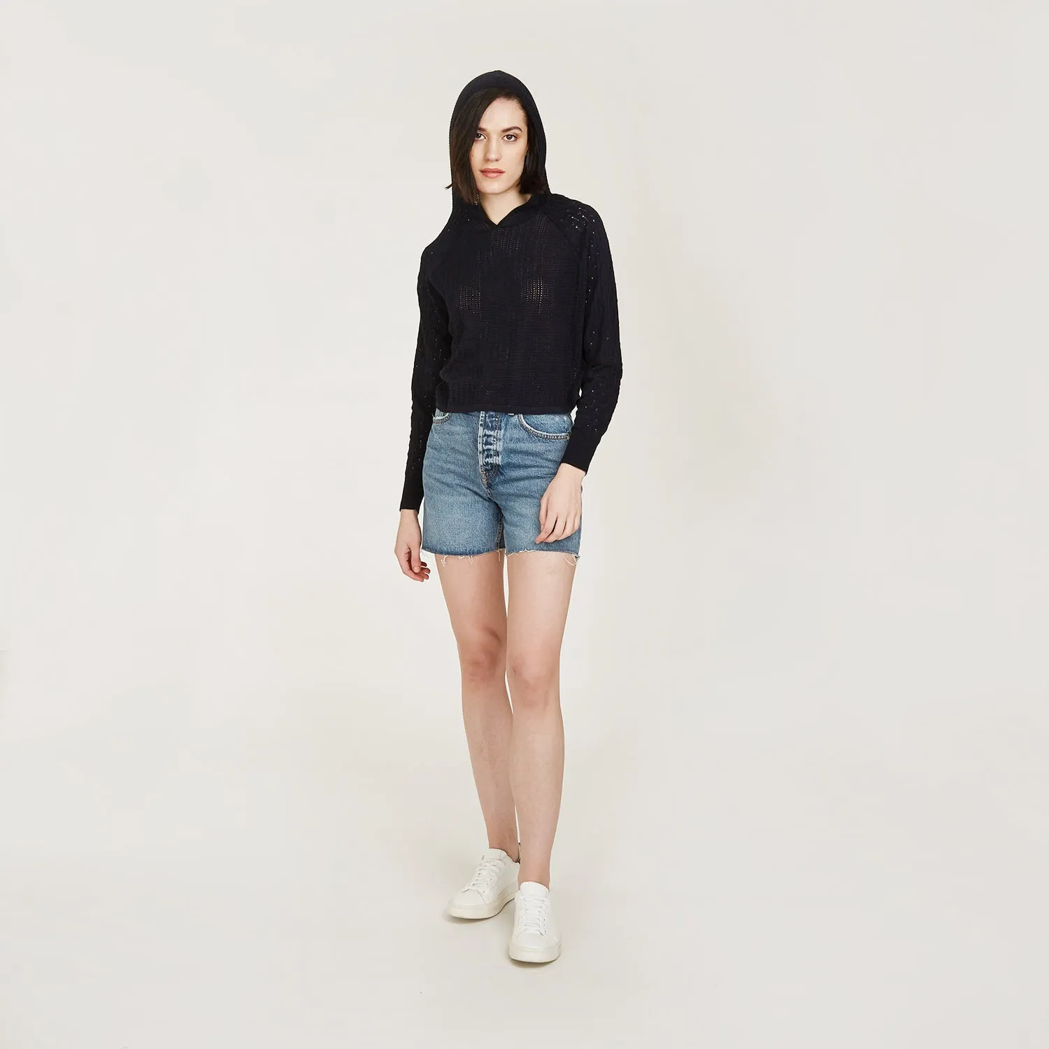 Mixed Stitch Hoodie in Navy Blue sold by Autumn Cashmere product image thumbnail 5