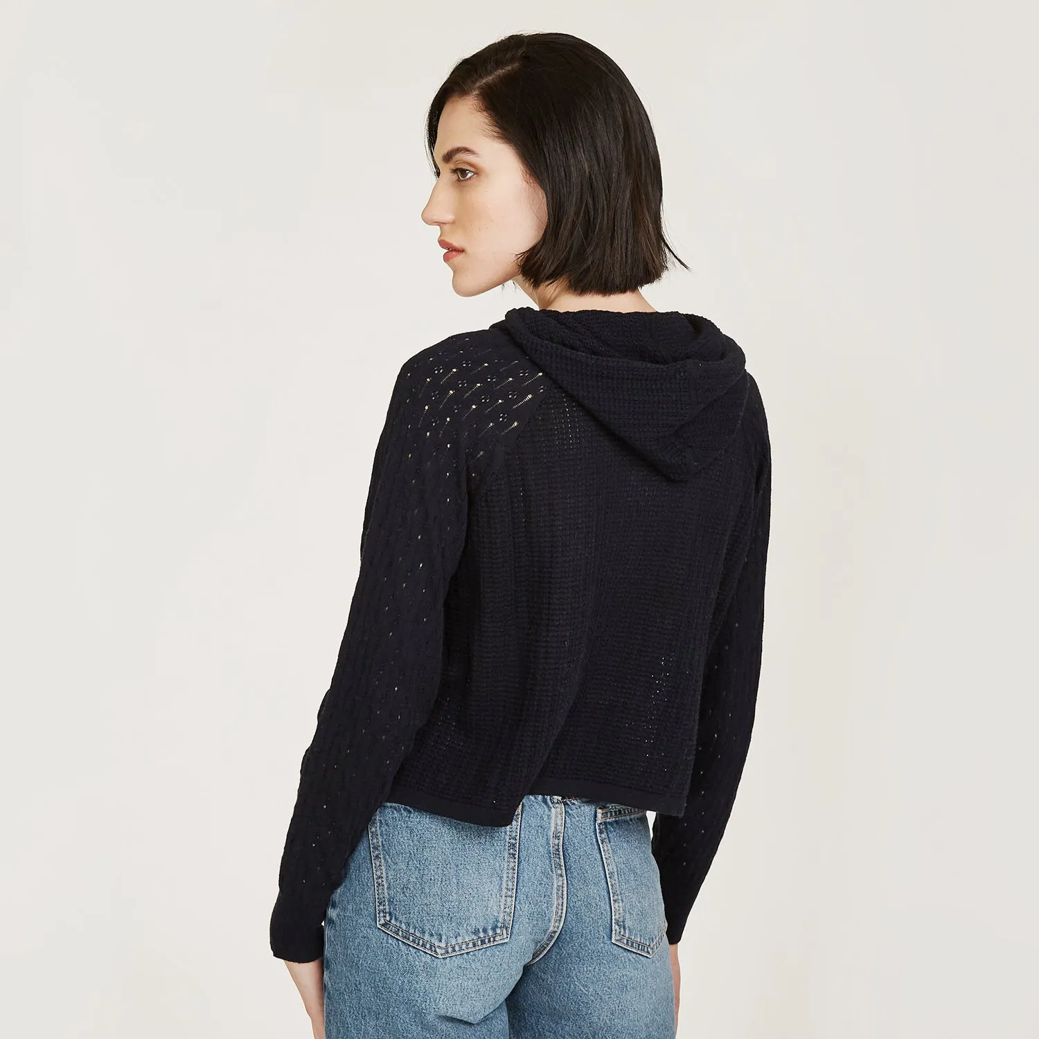 Mixed Stitch Hoodie in Navy Blue sold by Autumn Cashmere product image thumbnail 4