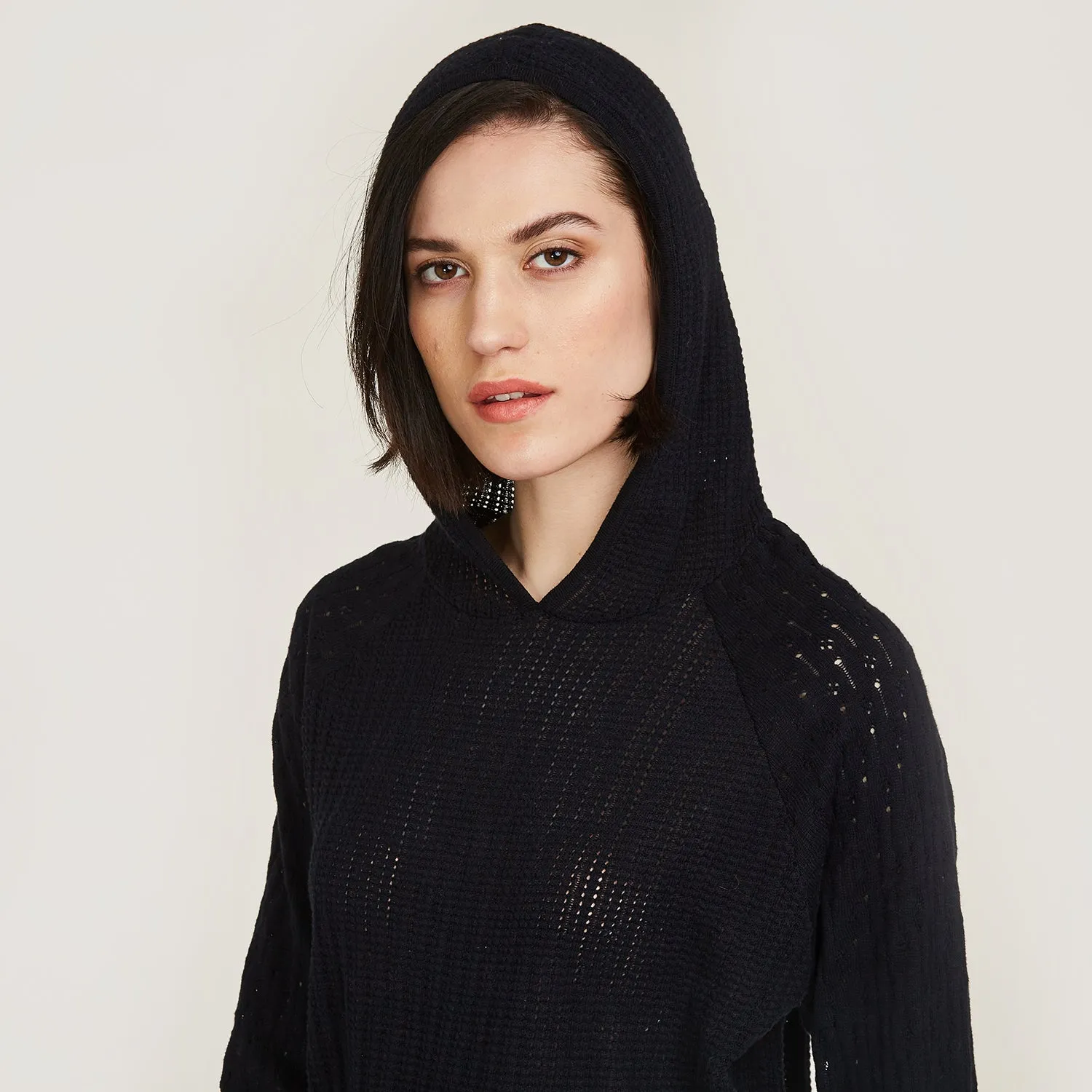 Mixed Stitch Hoodie in Navy Blue sold by Autumn Cashmere product image thumbnail 2