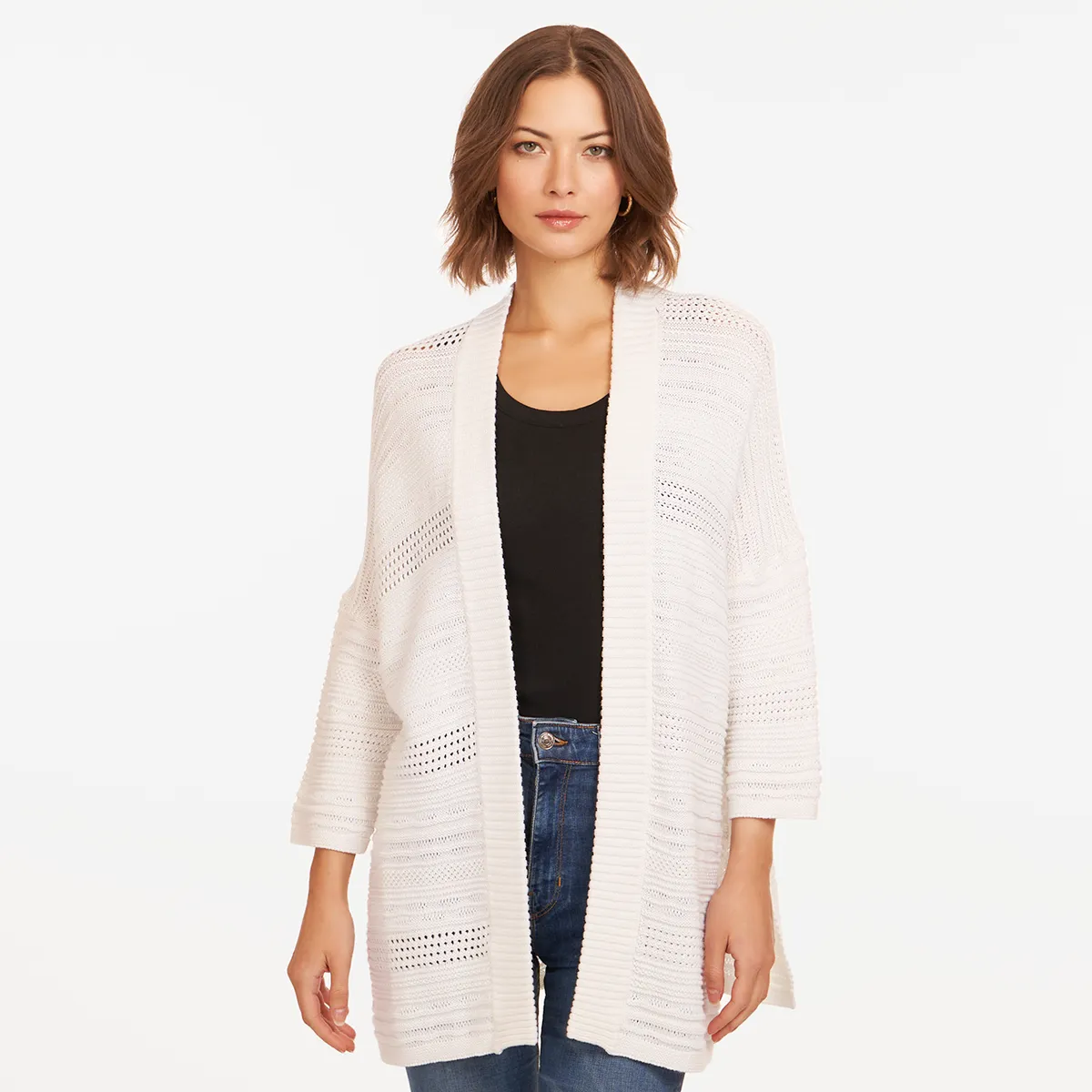 Open Stitch Beach Duster in White sold by Autumn Cashmere
