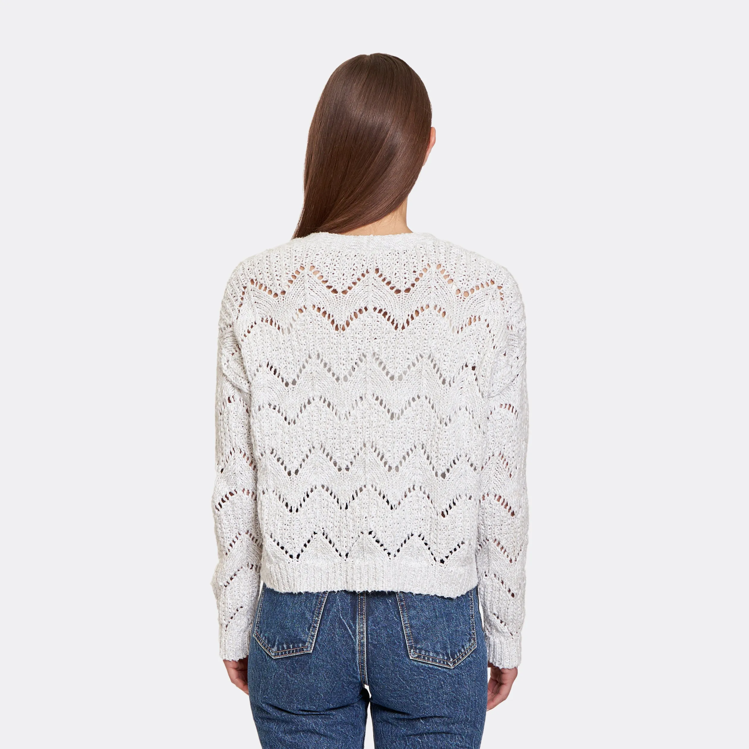 Pointelle Stitch Cardigan w/ Marled Colors in White Combo sold by Autumn Cashmere product image thumbnail 3