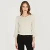 Rib Puff Sleeve Multi Button Cardigan sold by Autumn Cashmere