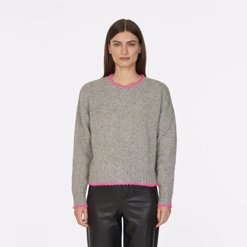 Tipped Crew in Tutti Frutti/Atomic Pink sold by Autumn Cashmere