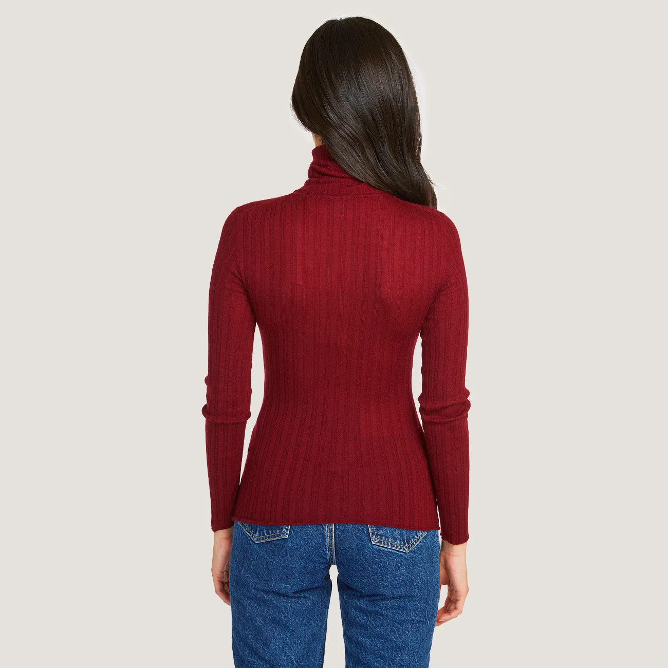 Rib Turtleneck in Merlot sold by Autumn Cashmere product image thumbnail 5