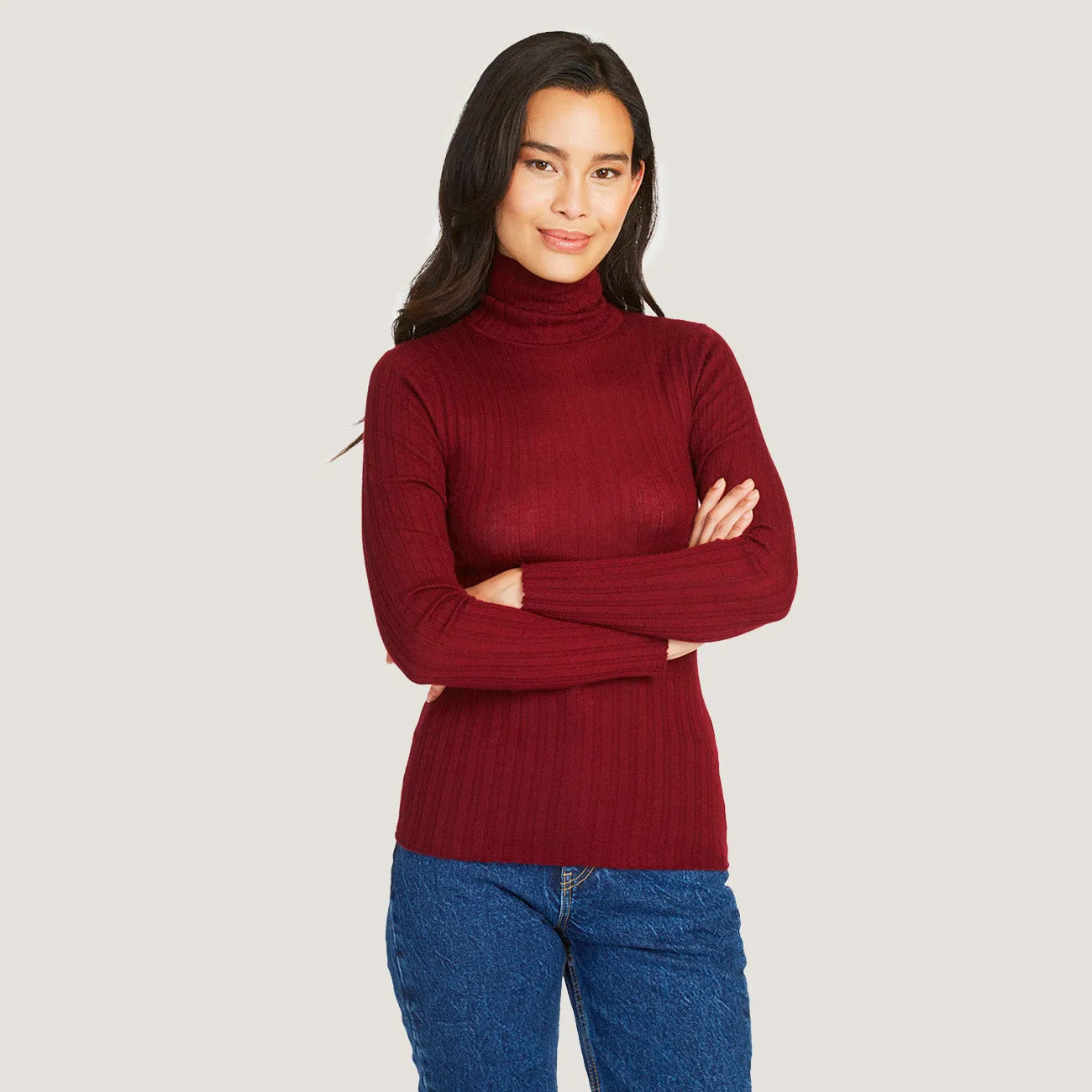 Rib Turtleneck in Merlot sold by Autumn Cashmere product image thumbnail 3