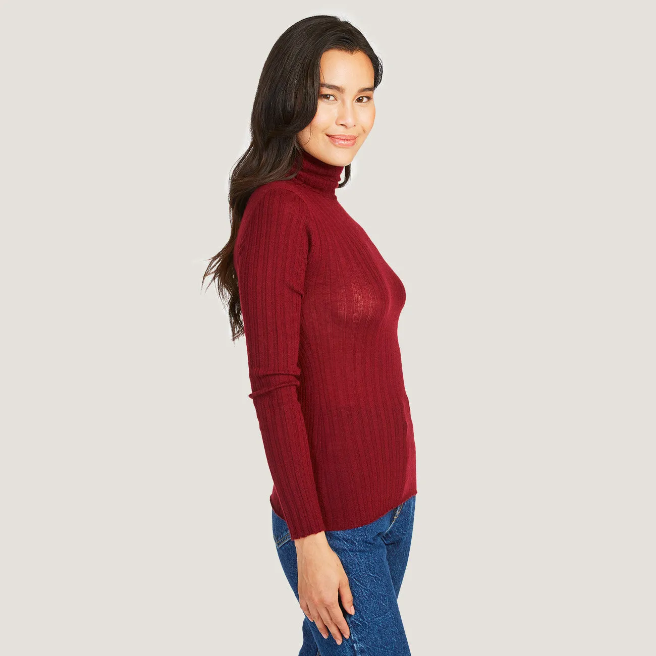 Rib Turtleneck in Merlot sold by Autumn Cashmere product image thumbnail 2