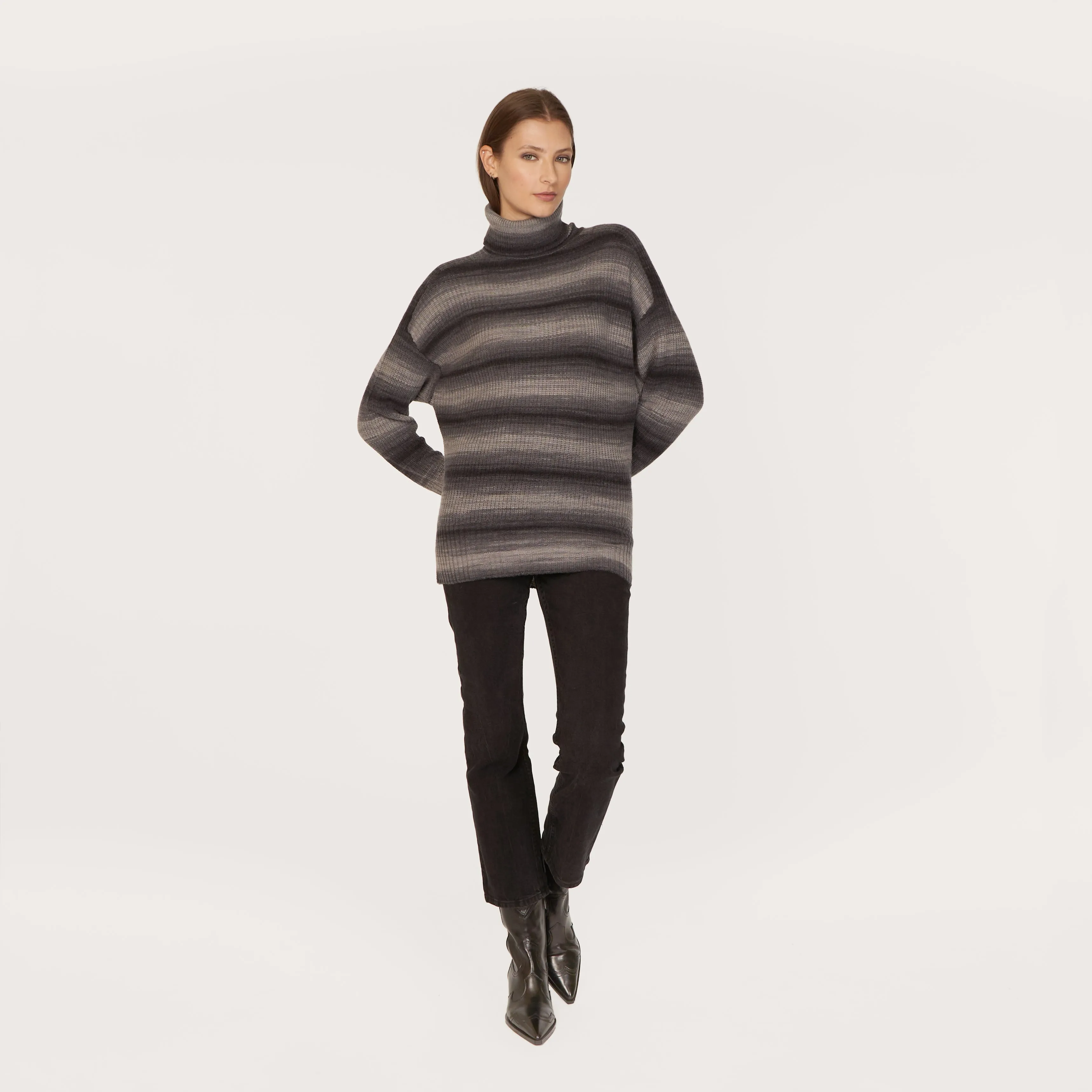 Relaxed Space Dye Shaker Turtleneck in Nightfall sold by Autumn Cashmere product image thumbnail 2