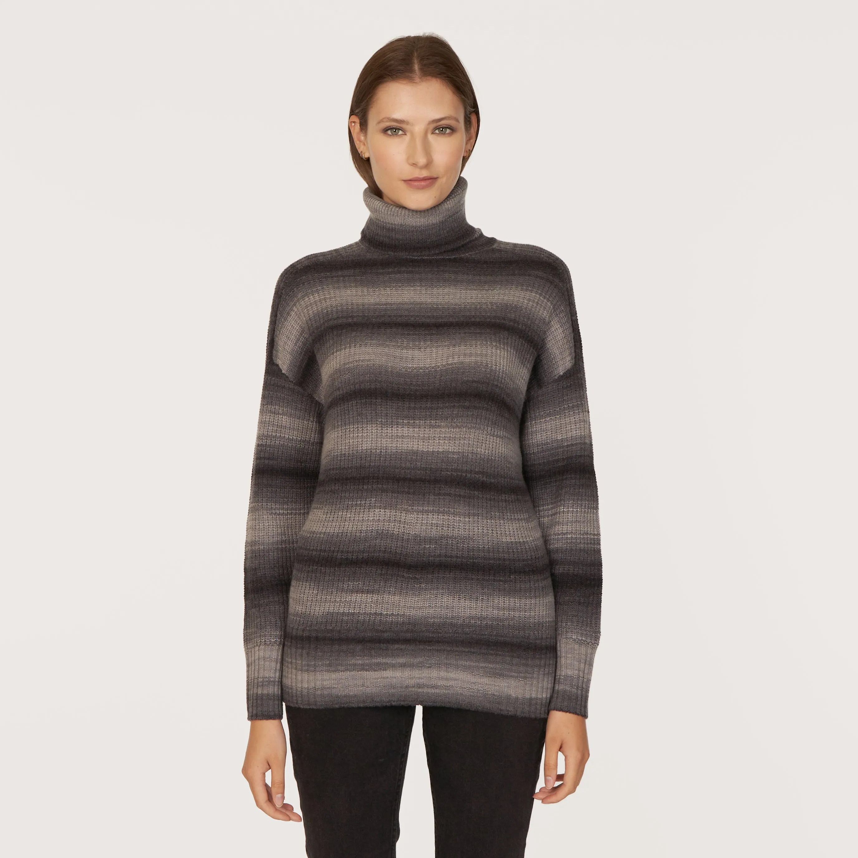 Relaxed Space Dye Shaker Turtleneck in Nightfall sold by Autumn Cashmere