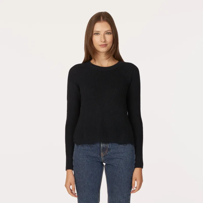 Distressed Scallop Shaker in Navy Blue sold by Autumn Cashmere