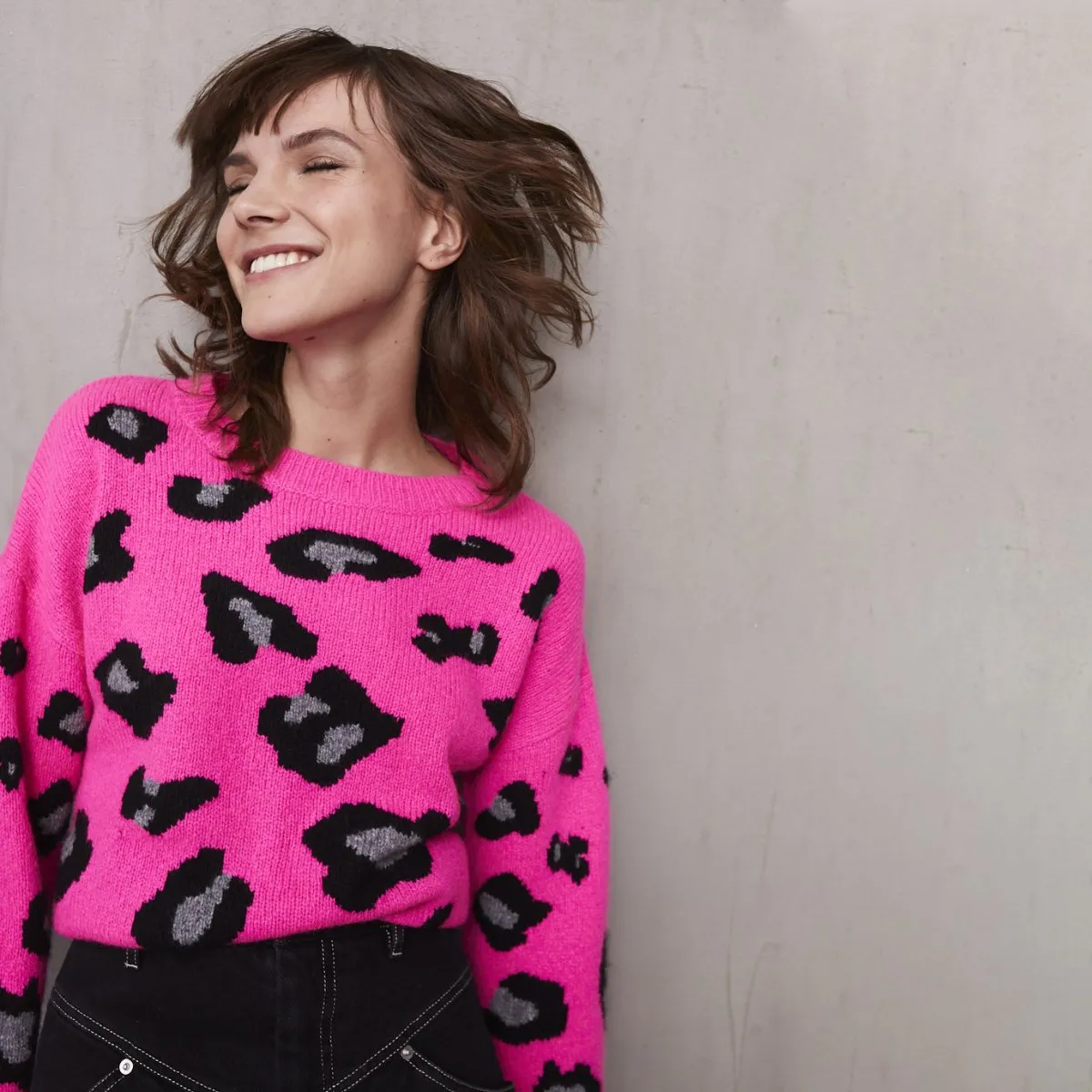 Leopard Crew in Atomic Pink sold by Autumn Cashmere product image thumbnail 3